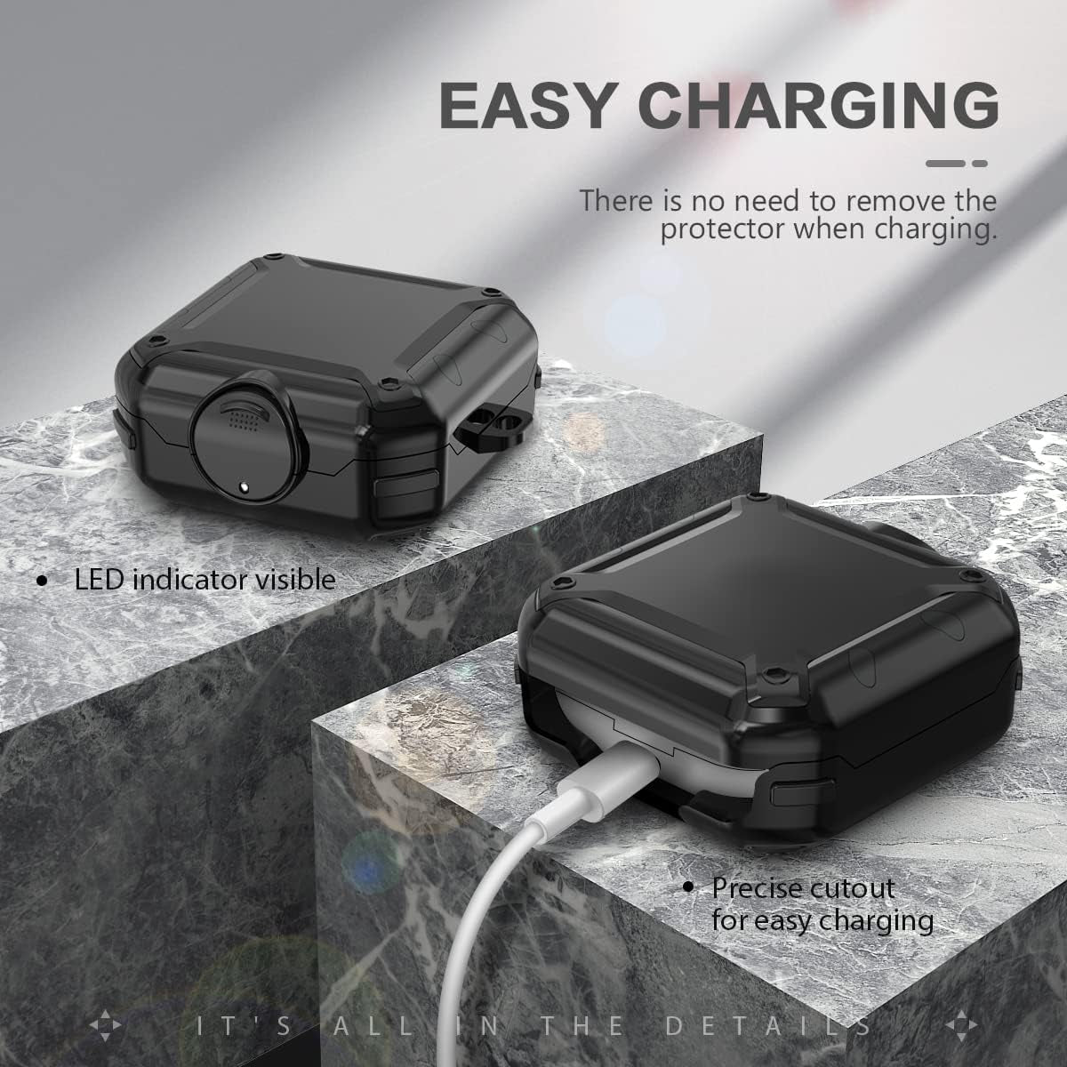 [With Lock] Case Cover for Beats Fit Pro Case 2021, Shock-Absorbing Protective PC+TPU Security Lock Cases Compatible with Beats Fit Pro with Keychain/Lanyard/Cleaning Brush (Black)  TOLUOHU   