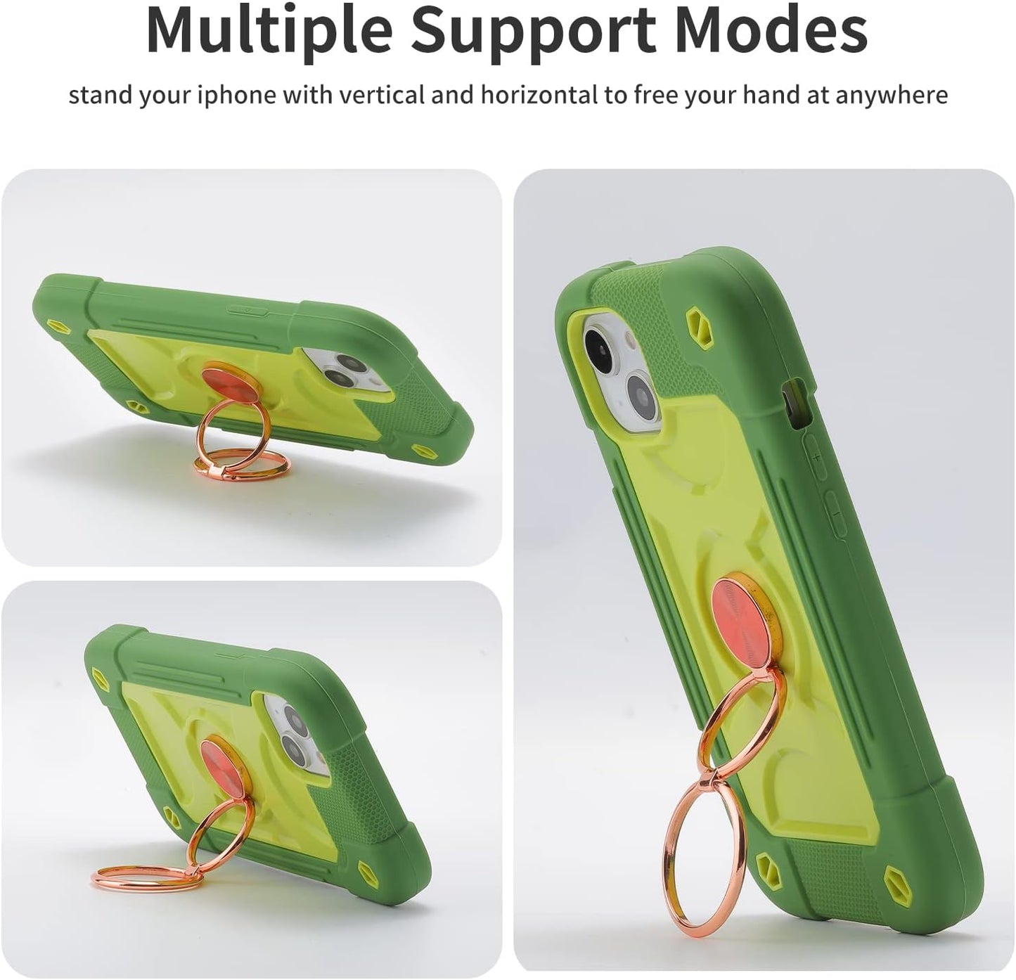 MARKILL Compatible with Iphone 14 plus Case 6.7 Inch with 360 Degree Rotate Ring Stand, Military Grade Drop Protection Full Body Rugged Heavy Duty Protective Cover for Iphone 14 Plus. (Avocado)  MARKILL   