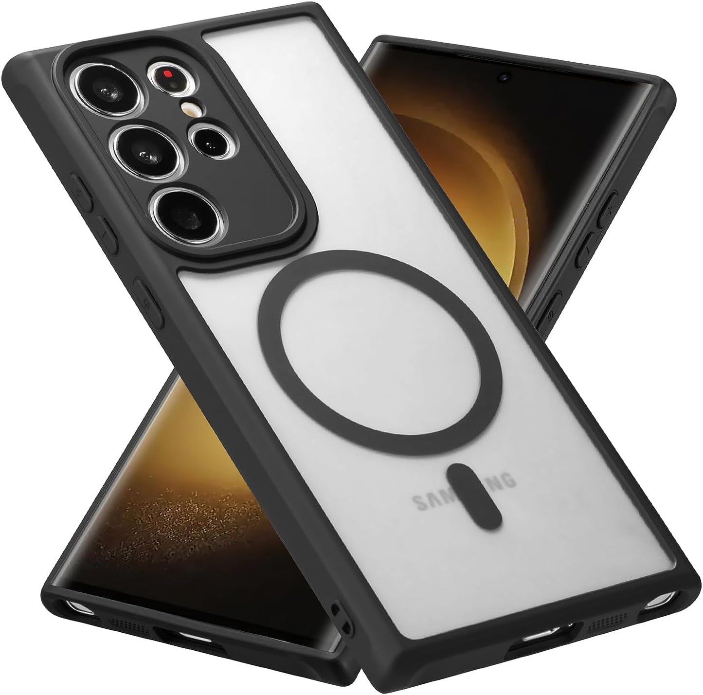 RALEAVO Magnetic for Samsung Galaxy S22 Case [Compatible with Magsafe] Slim Frosted Matte Case Cover Translucent Hard PC Back Military Drop Protection Phone Case for Girls&Boys,Black  RALEAVO Magnetic  Black S22 Ultra 