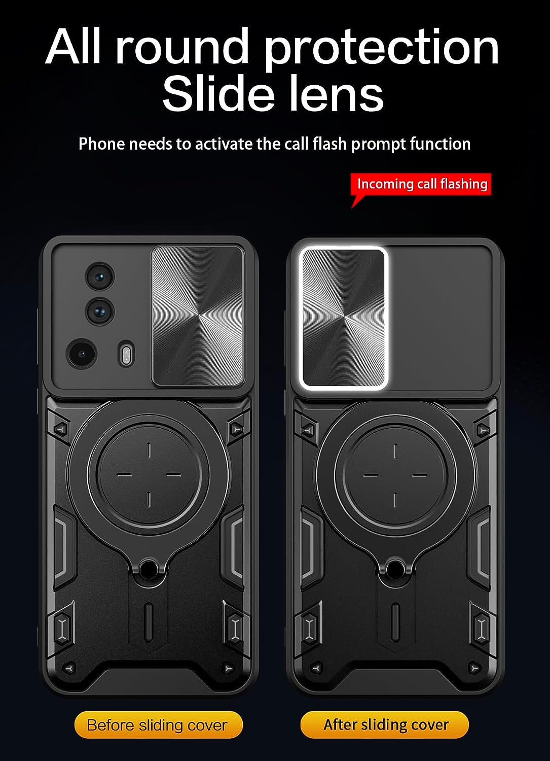 Ysnzaq Case for Xiaomi 13 Lite/Civi 2 with Ring Magnetic Kickstand, [Military Grade Drop Protection] with [Sliding Camera Cover] for Xiaomi 13 Lite/Civi 2 6.55" CQ Purple  Ysnzaq   