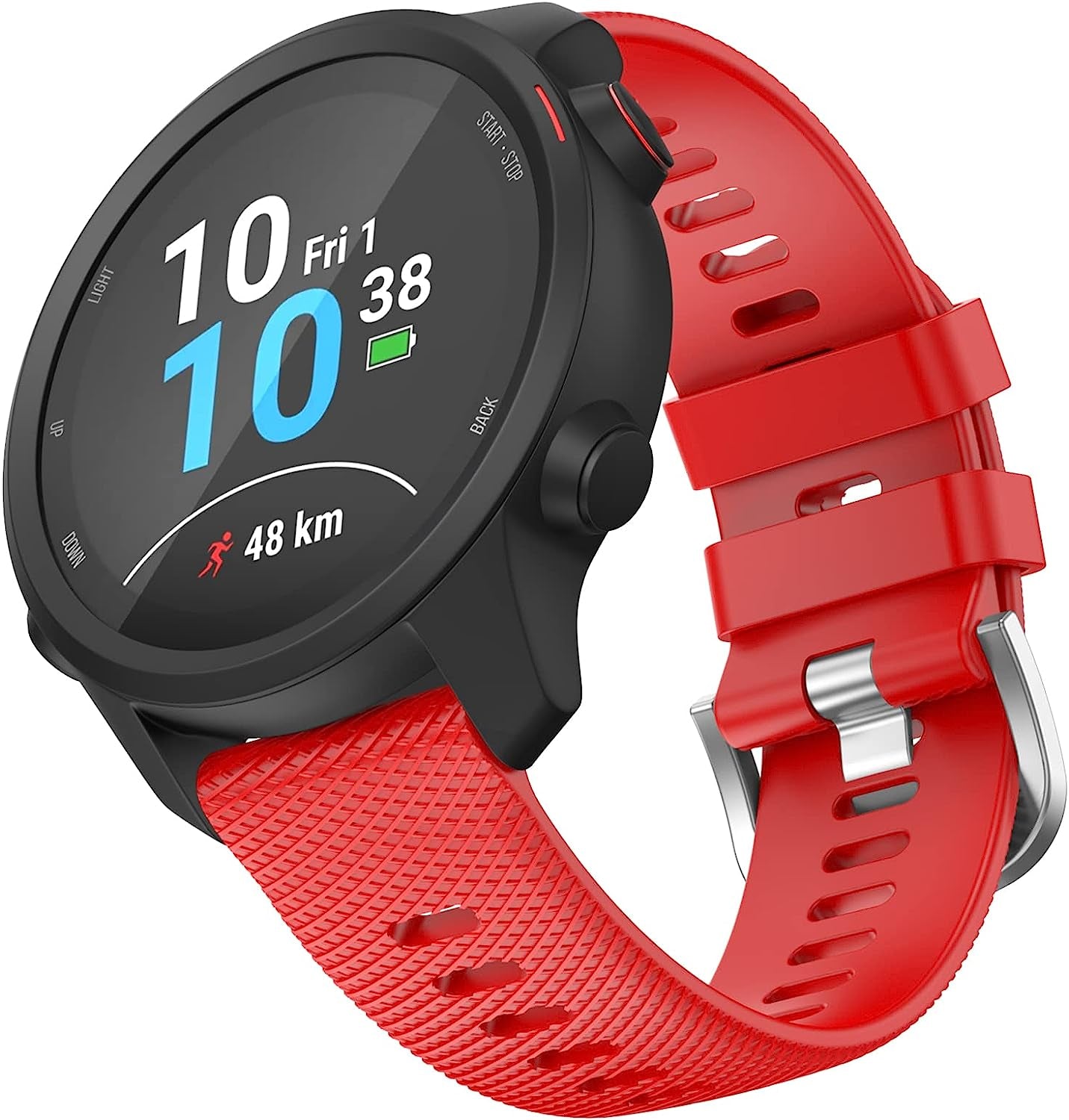 OVERSTEP Compatible with Garmin Vivoactive 3, Venu 2 Plus, Venu SQ Band, 20Mm Wrist Strap Quick Release Waterproof Soft Silicone Bands for Vivoactive 3 Music, Vivomove Hr, Forerunner 645/245 Music Smartwatch  OVERSTEP Red  