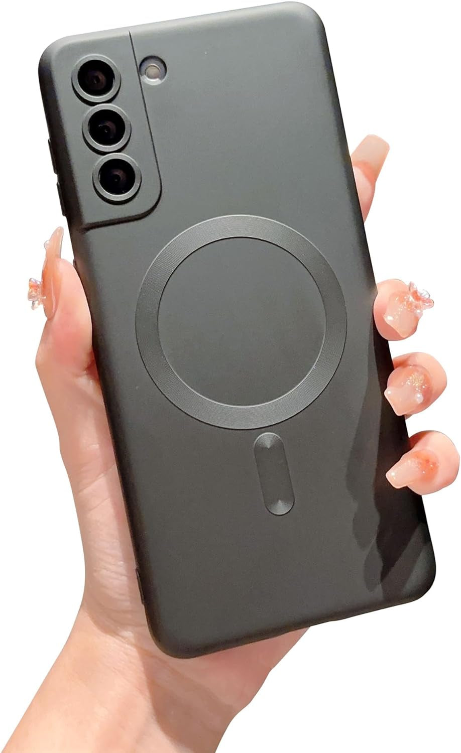 Phylla Samsung Galaxy S21+ plus Phone Case [Compatible with Magsafe] [Full Camera Protection Slim] Luxury Magnetic Solid Color Cover Soft Silicone Bumper for Galaxy S21 plus 5G 6.7" (Blackish Green)  phylla\1 Black  