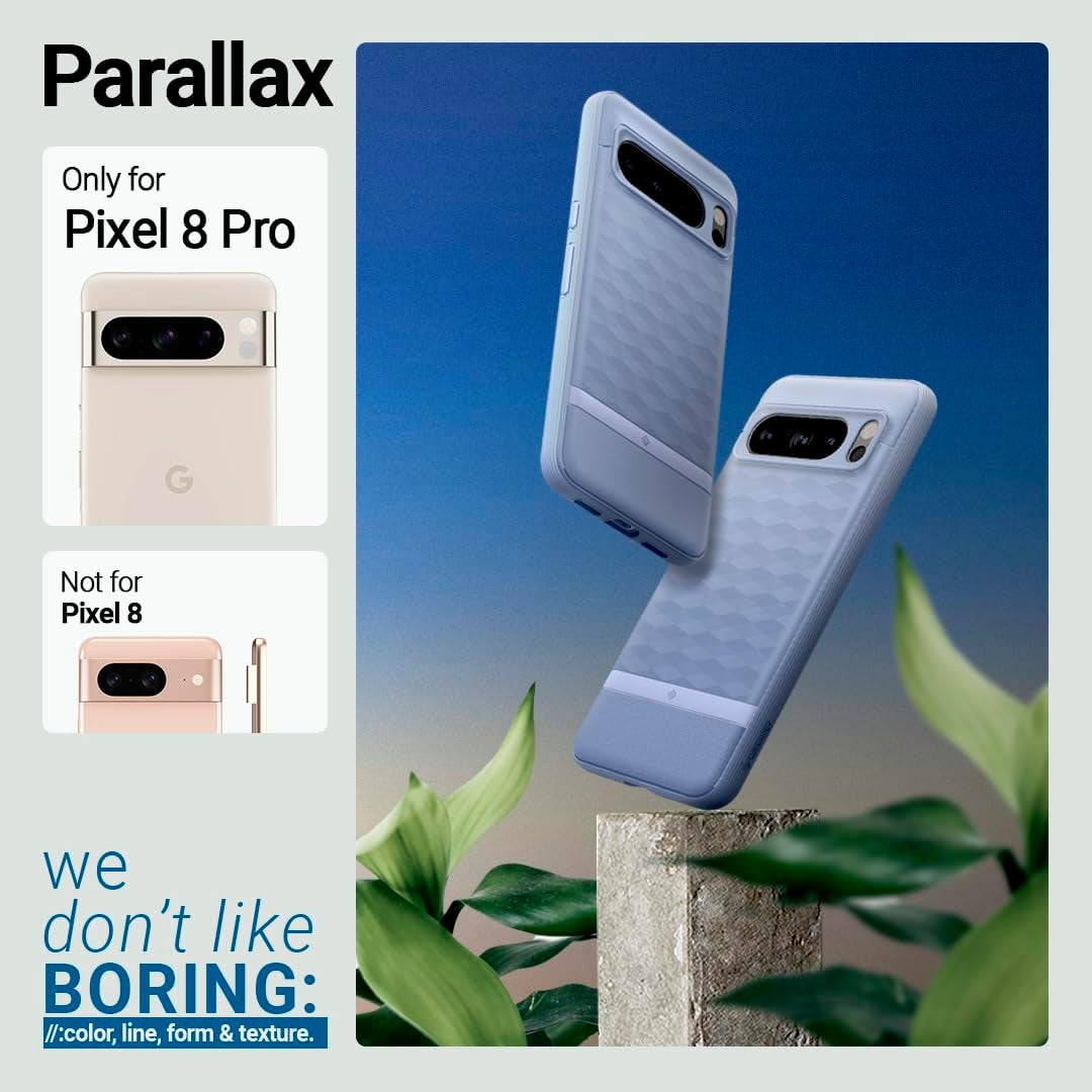 Caseology Parallax 3D Ergonomic Design Case Compatible with Google Pixel 8 Pro Case 5G [Military Grade Drop Tested](2023) - Bay Blue  Caseology   