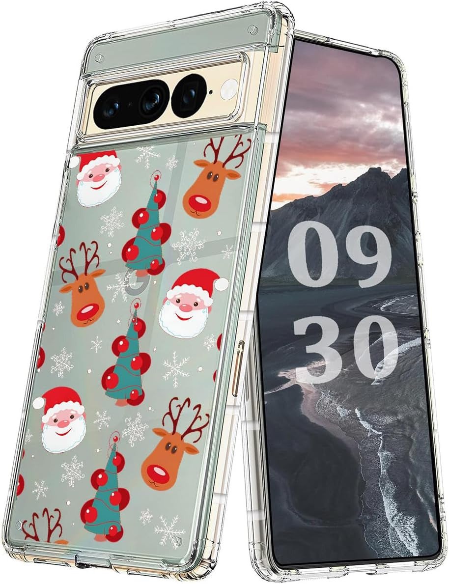 YCJACE Google Pixel 6 Pro Case Clear with Christmas Design Soft Flexible TPU Ultra-Thin Shockproof Anti-Scratch Bumper Protective Cover Case for Google Pixel 6 Pro-Christmas  YCJACE Red Christmas Pattern Google Pixel 7 Pro 