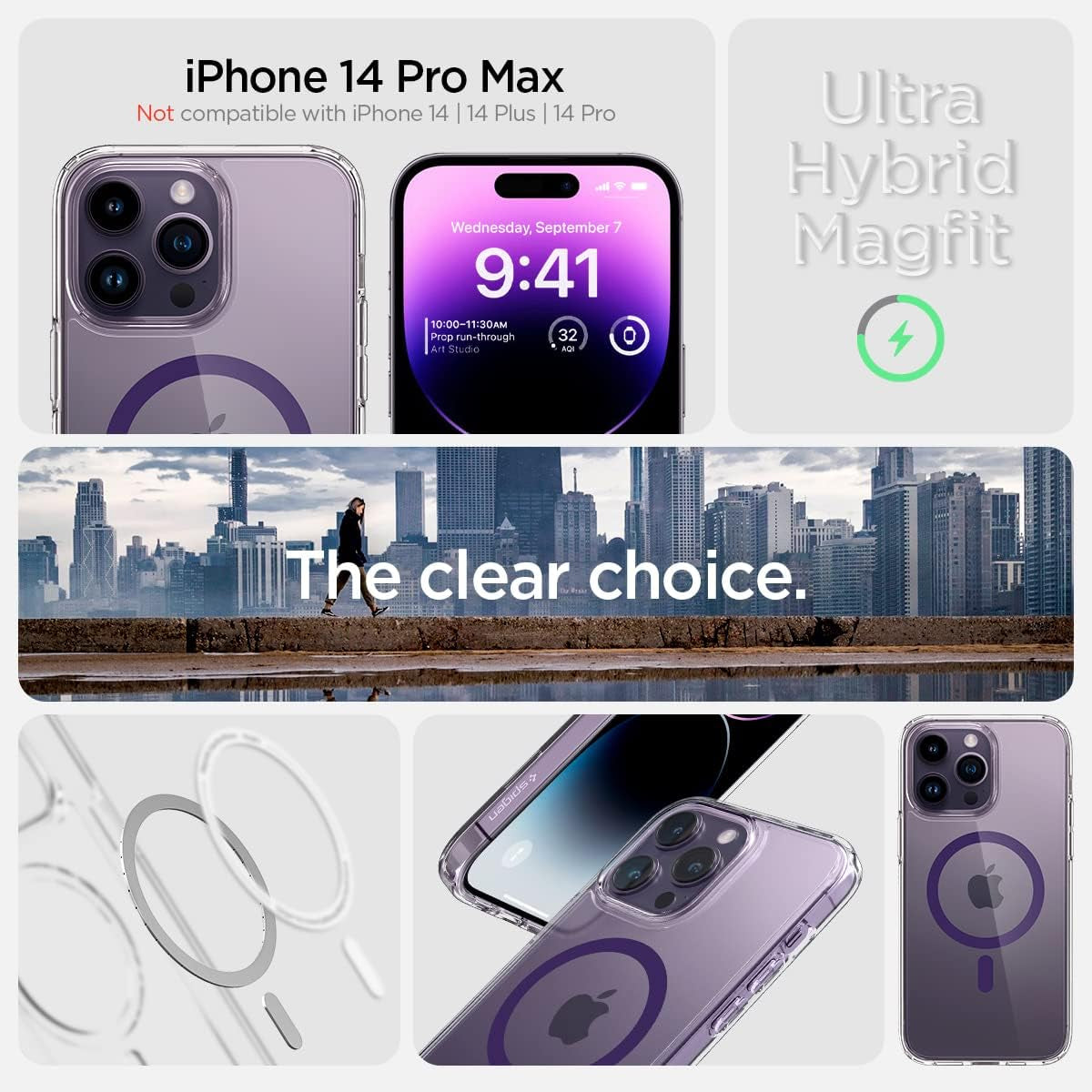 Spigen Ultra Hybrid (Magfit) [Anti-Yellowing Technology] Designed for Iphone 14 Pro Max Case (2022) - Deep Purple  Spigen   