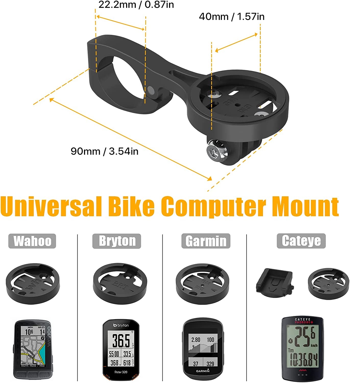 Aero Bars Mount - Garmin Bike Computer Mount for Garmin Edge, Compatible with Bike GPS Computer,Wahoo,Bryton,Cateye,Gopro Full Range and Flashlight (Black)  VOIEOV   