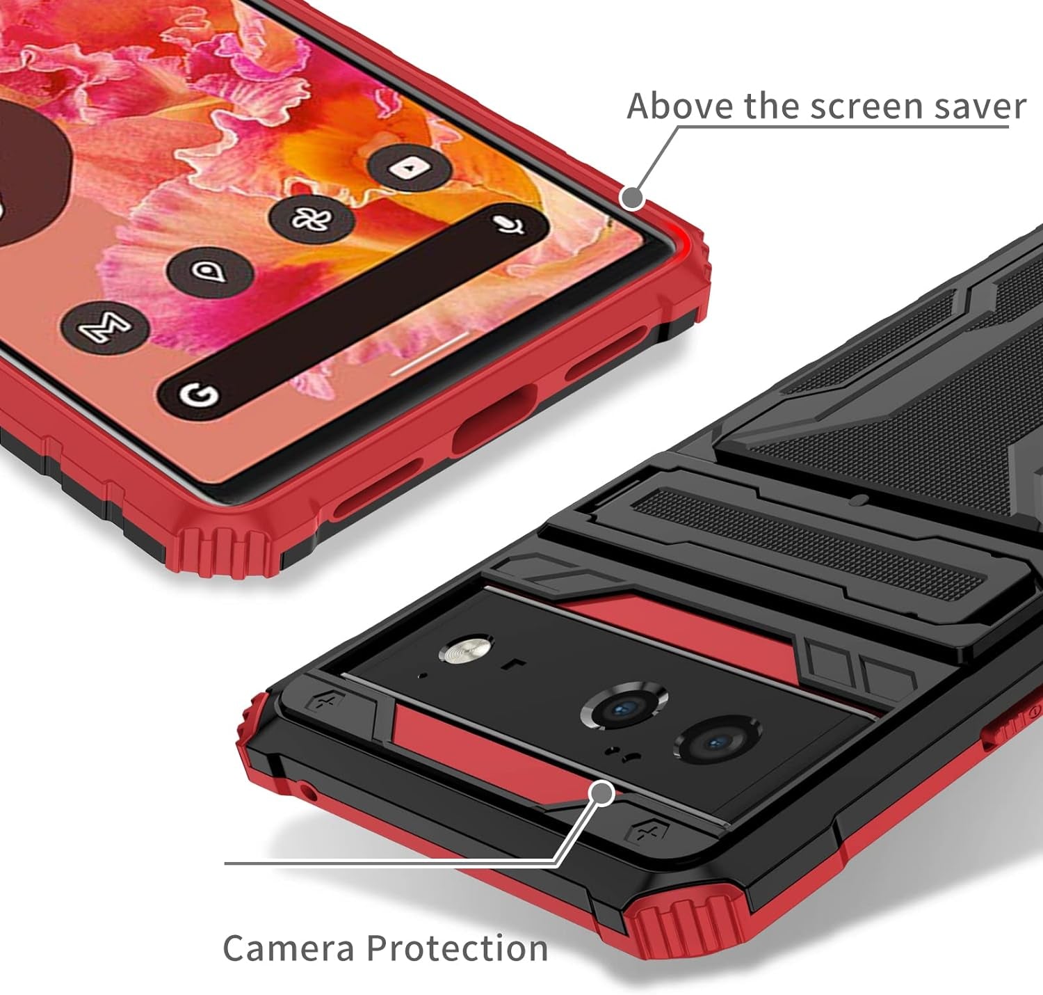 Military Grade Shockproof Heavy Duty Protective Case for Google Pixel 6 5G 2021 with Built-In Kickstand and Credit Card Slots Holder Fior Google Pixel 6 5G  Joie & Joho   