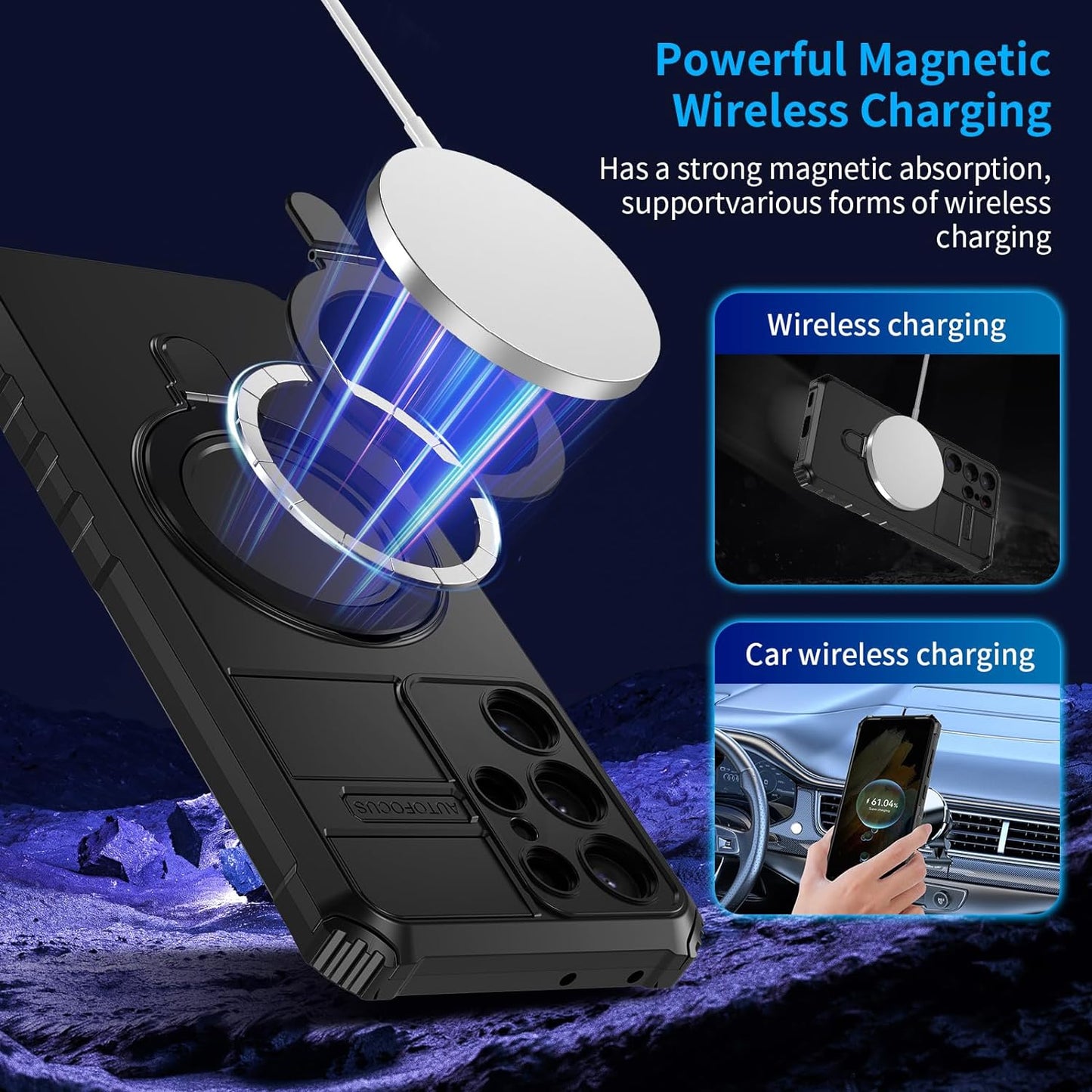 IYTRRYH Magnetic for Samsung Galaxy S21 Ultra Case[Compatible with Magsafe] with Tempered Glass Screen Protector,Military Grade Drop Protection Shockproof Galaxy S21 Ultra Phone Case Man 6.8'' Black  IYTRRYH   