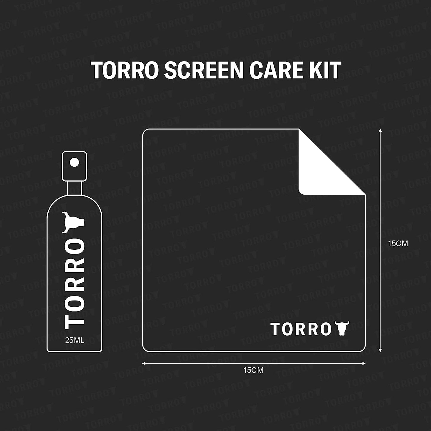 TORRO Screen/Lens Cleaner Kit – 25Ml Screen Cleaning Spray and Ultra-Premium Microfiber Cleaning Cloth (15Cm X 15Cm) Suitable for Smartphone, Ipad, Laptop, Macbook and More  B.A.M Worldwide ltd   