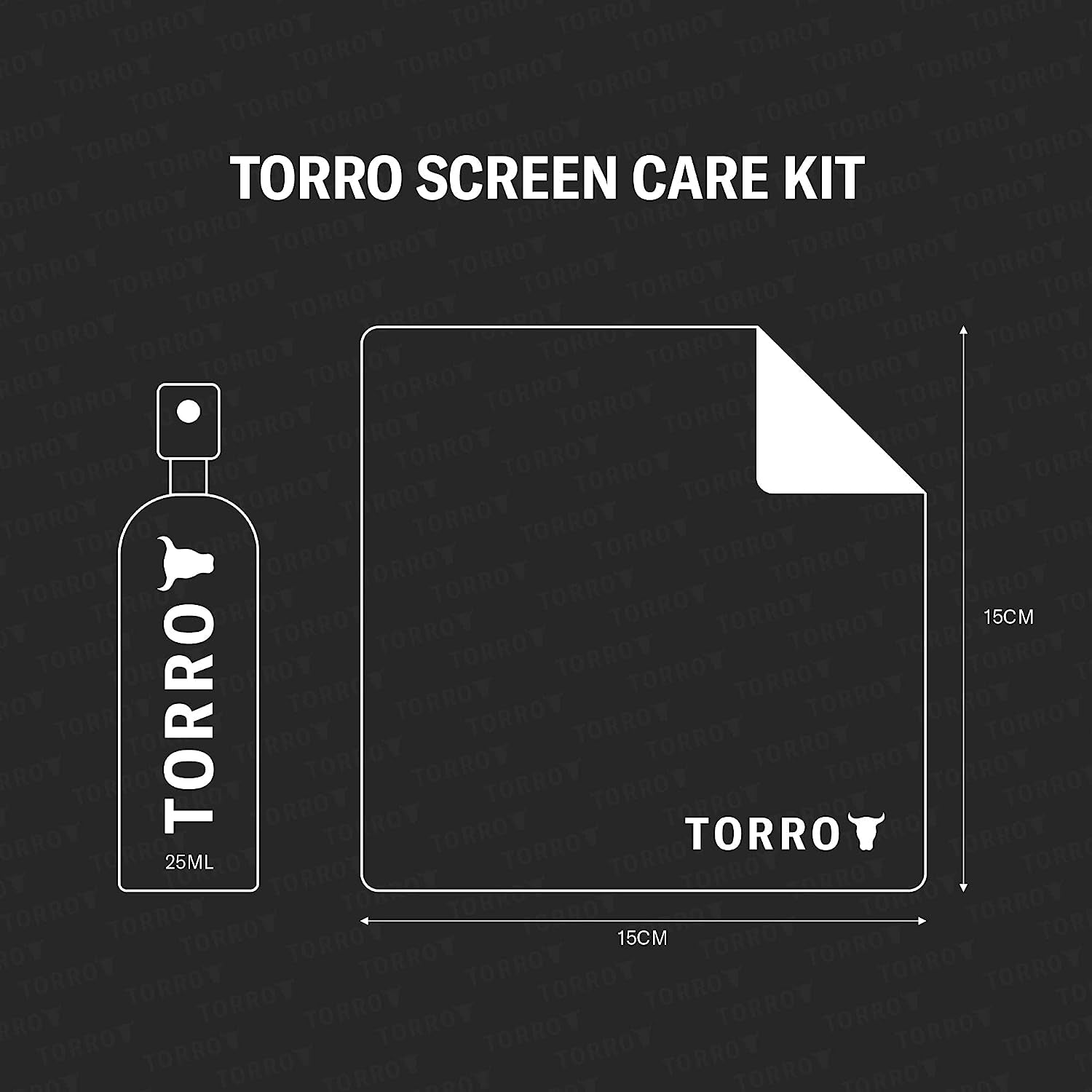 TORRO Screen/Lens Cleaner Kit – 25Ml Screen Cleaning Spray and Ultra-Premium Microfiber Cleaning Cloth (15Cm X 15Cm) Suitable for Smartphone, Ipad, Laptop, Macbook and More  B.A.M Worldwide ltd   