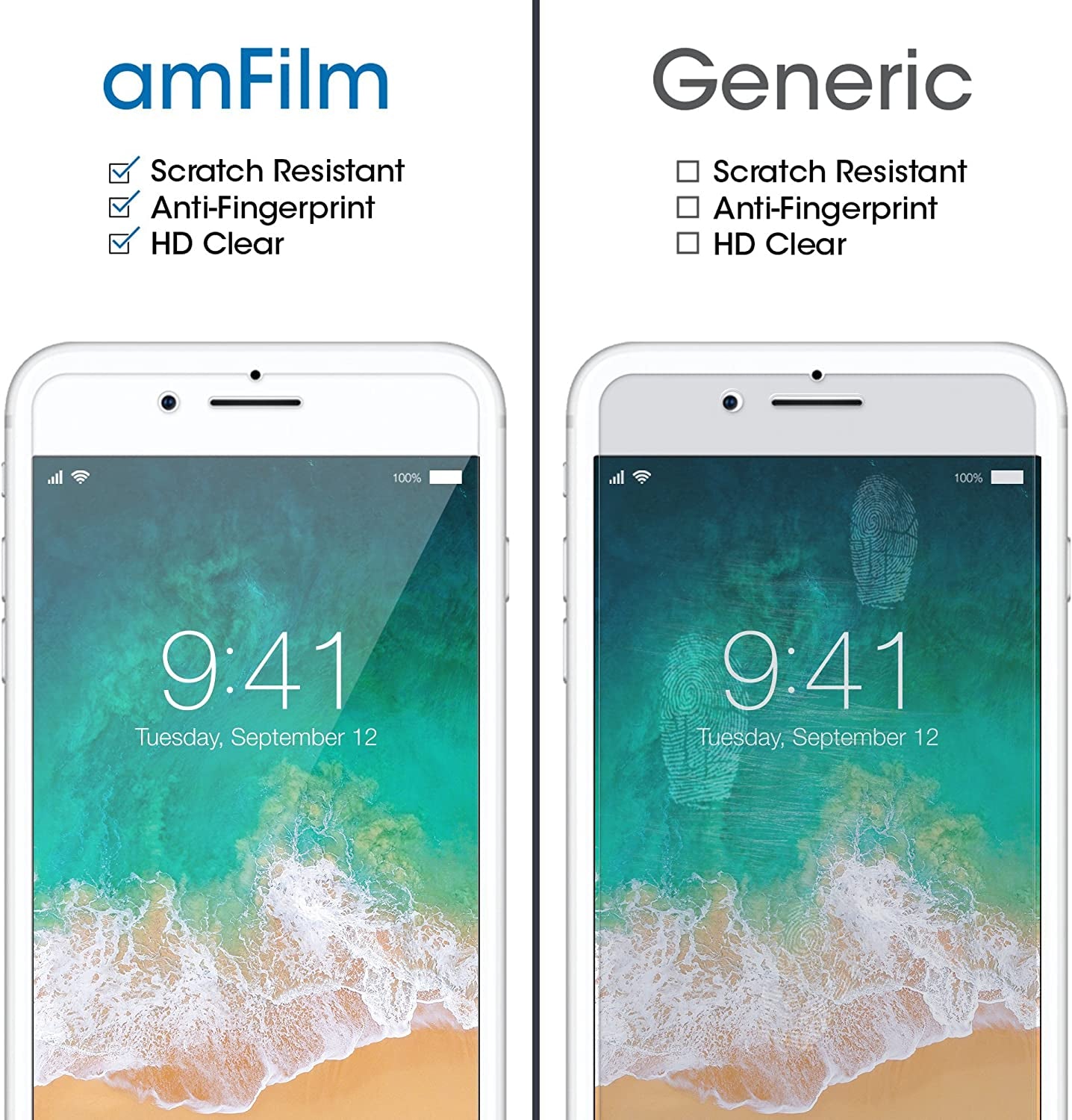 Amfilm Screen Protector 4.7“ for Apple Iphone 8, Iphone 7, Iphone 6S and Iphone 6, Tempered Glass 4.7“, 2 Pack  TechMatte   