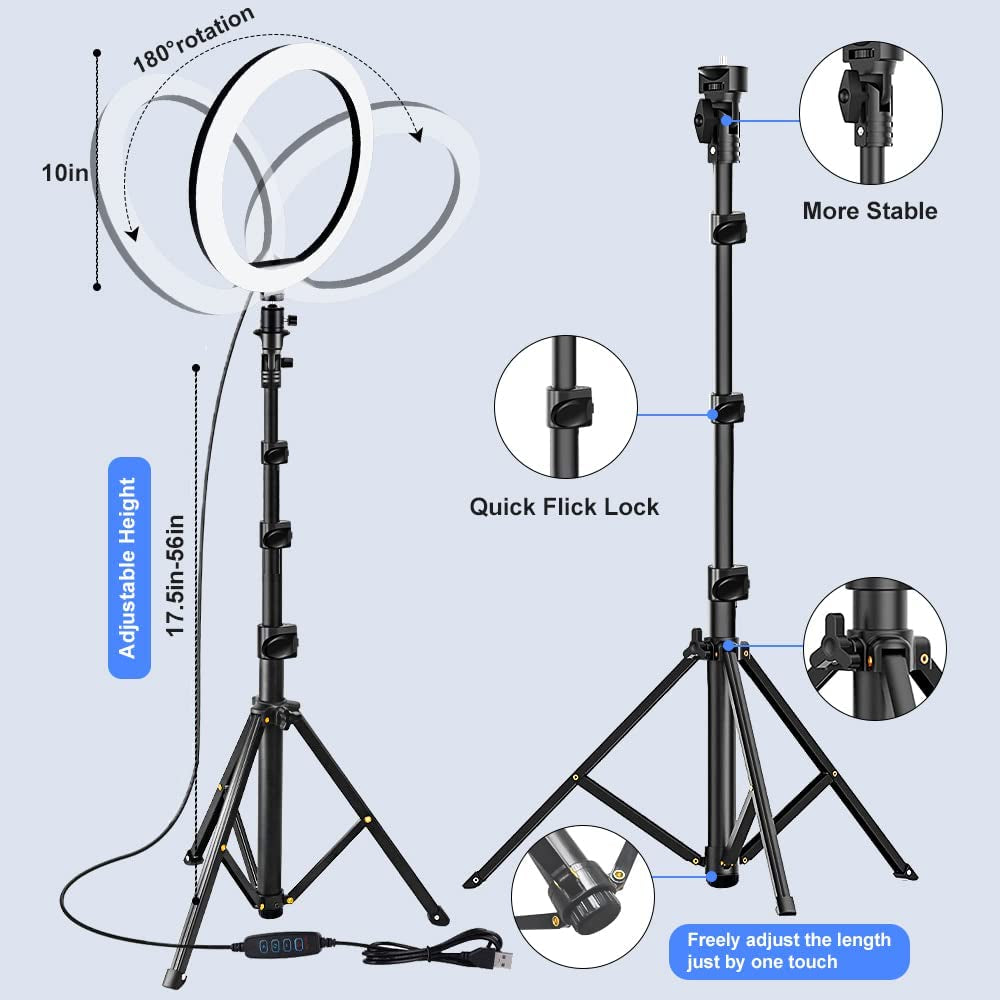 10.2 Inch Ring Light with Stand, SAVEYOUR Selfie LED Ring Light with Tripod & Cell Phone Holder & Pad Holder for Live Stream/Makeup/Photography/Video Compatible with Ipad Iphone Android  saveyour   