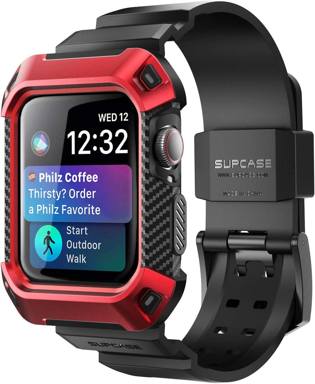 SUPCASE [Unicorn Beetle Pro] Designed for Apple Watch Series 8/7/6/SE/5/4 [45/44Mm], Rugged Protective Case with Strap Bands (Black)  SUPCASE Red  