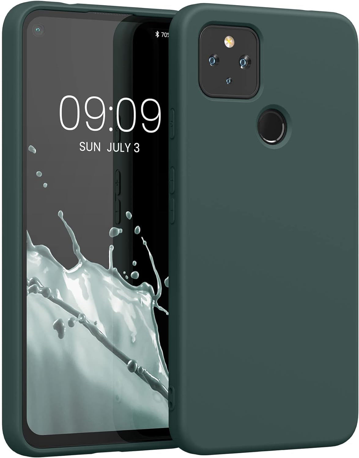 Kwmobile Case Compatible with Google Pixel 4A 5G Case - Slim Protective TPU Silicone Phone Cover - Black Matte  KW-Commerce Moss Green  