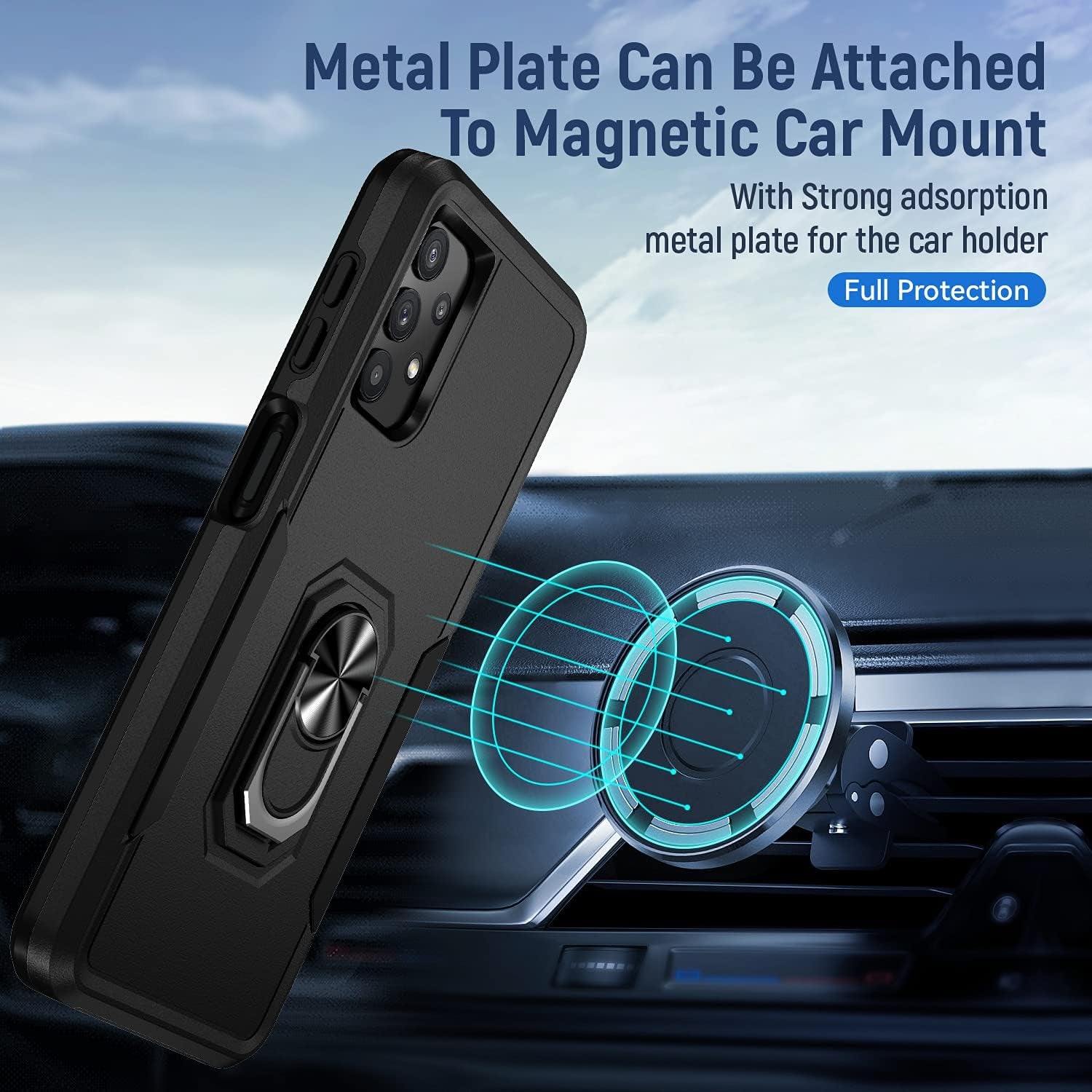 Niopiee for Galaxy A32 5G Case Heavy Duty Shockproof Armor Case Hybrid Rugged Protective Phone Cover for Samsung A32 Full Body Anti-Scratch Magnetic Kickstand with Glass Screen Protector Black  NIOPIEE   