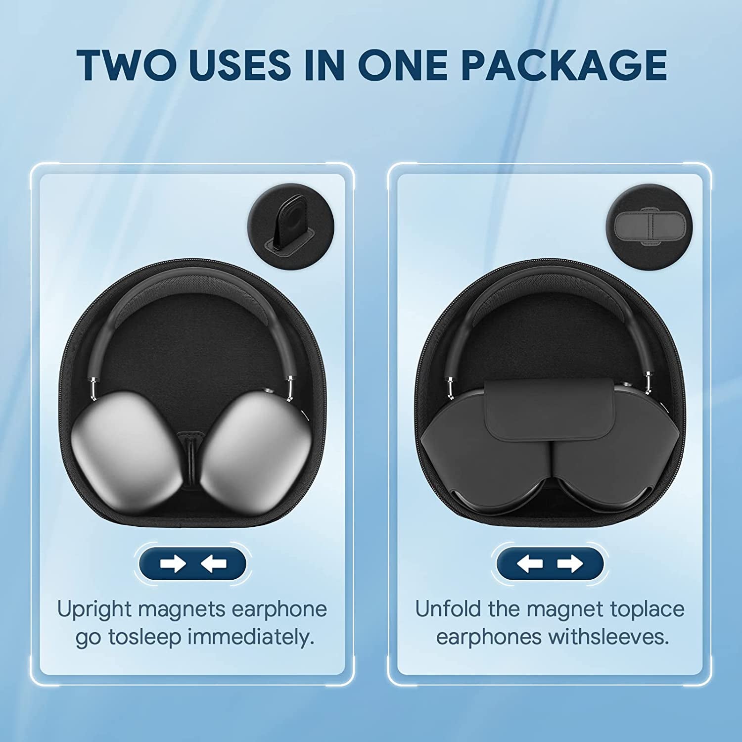 Yinke Smart Case for Apple Airpods Max Supports Sleep Mode, Hard Organizer Portable Carry Travel Cover Storage Bag (Black)  Yinke   