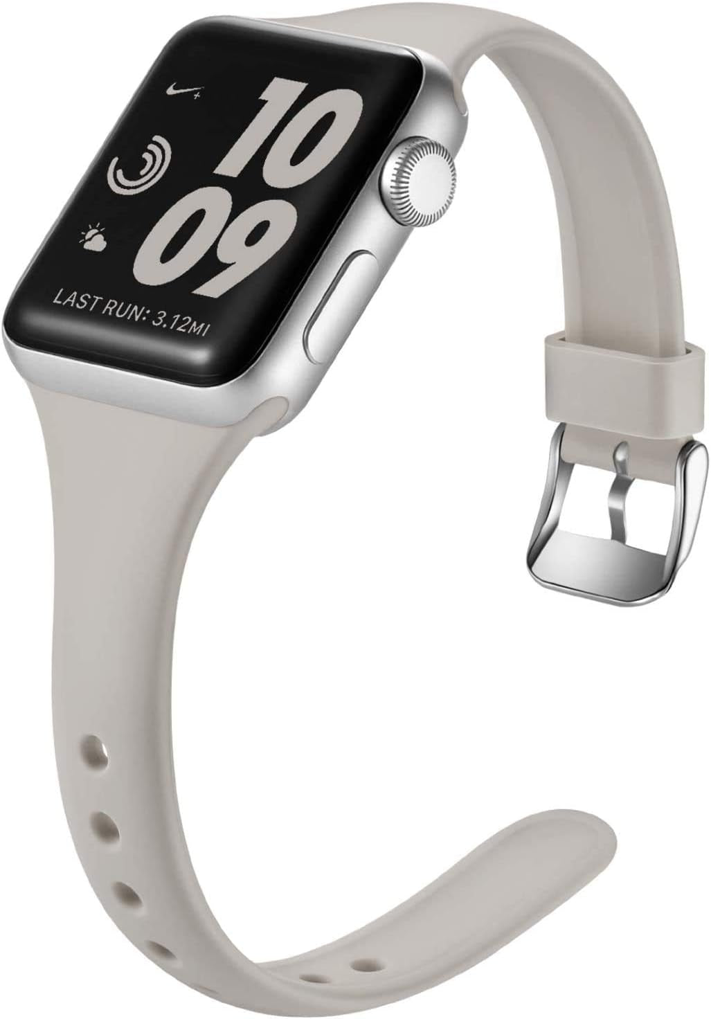 Laffav Slim Band Compatible with Apple Watch 49Mm 45Mm 44Mm 42Mm Iwatch SE & Ultra & Series 8/7/6/5/4/3/2/1 for Women Men, Black, S/M  Laffav Pebble Gray 38mm/40mm/41mm S/M 