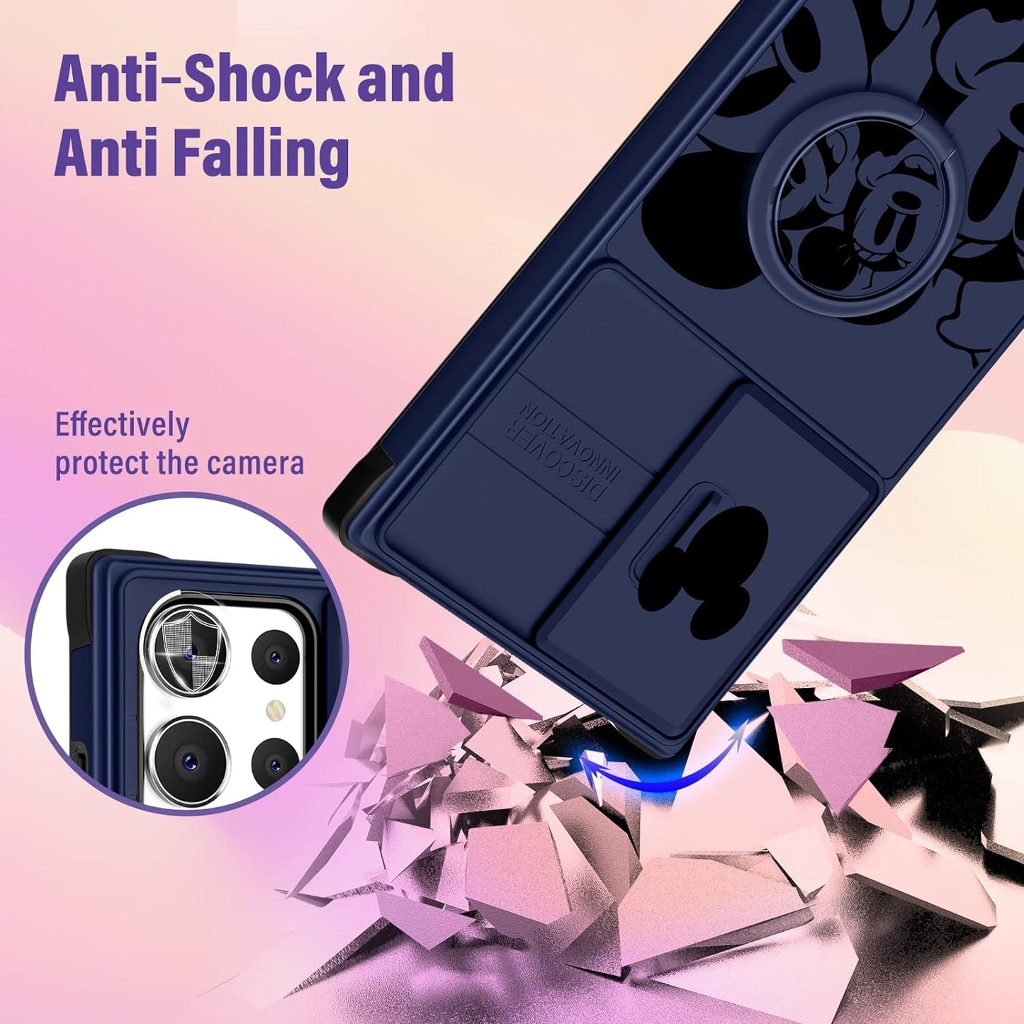 Oqpa for Samsung Galaxy S22 Ultra Case Cute Cartoon Case with Camera Cover+Ring Holder for Women Girly Girls Boys Kids Galaxy S22 Ultra Kawaii Funny Unique Case for Samsung S22 Ultra, Happy Miki  meitong2020   