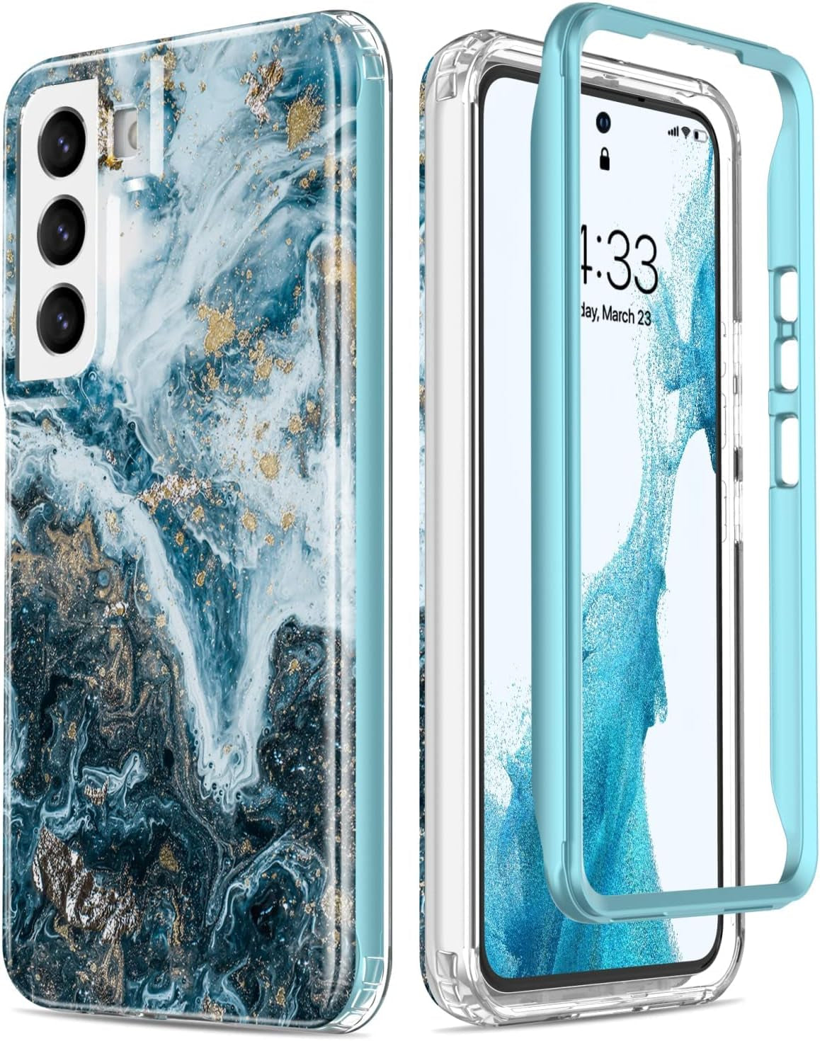 Esdot for Samsung Galaxy S22 Case,Military Grade Passing 21Ft Drop Test,Rugged Cover with Fashionable Designs for Women Girls,Protective Phone Case for Galaxy S22 6.1" Agate Stone  Esdot Designer Opal Marble  
