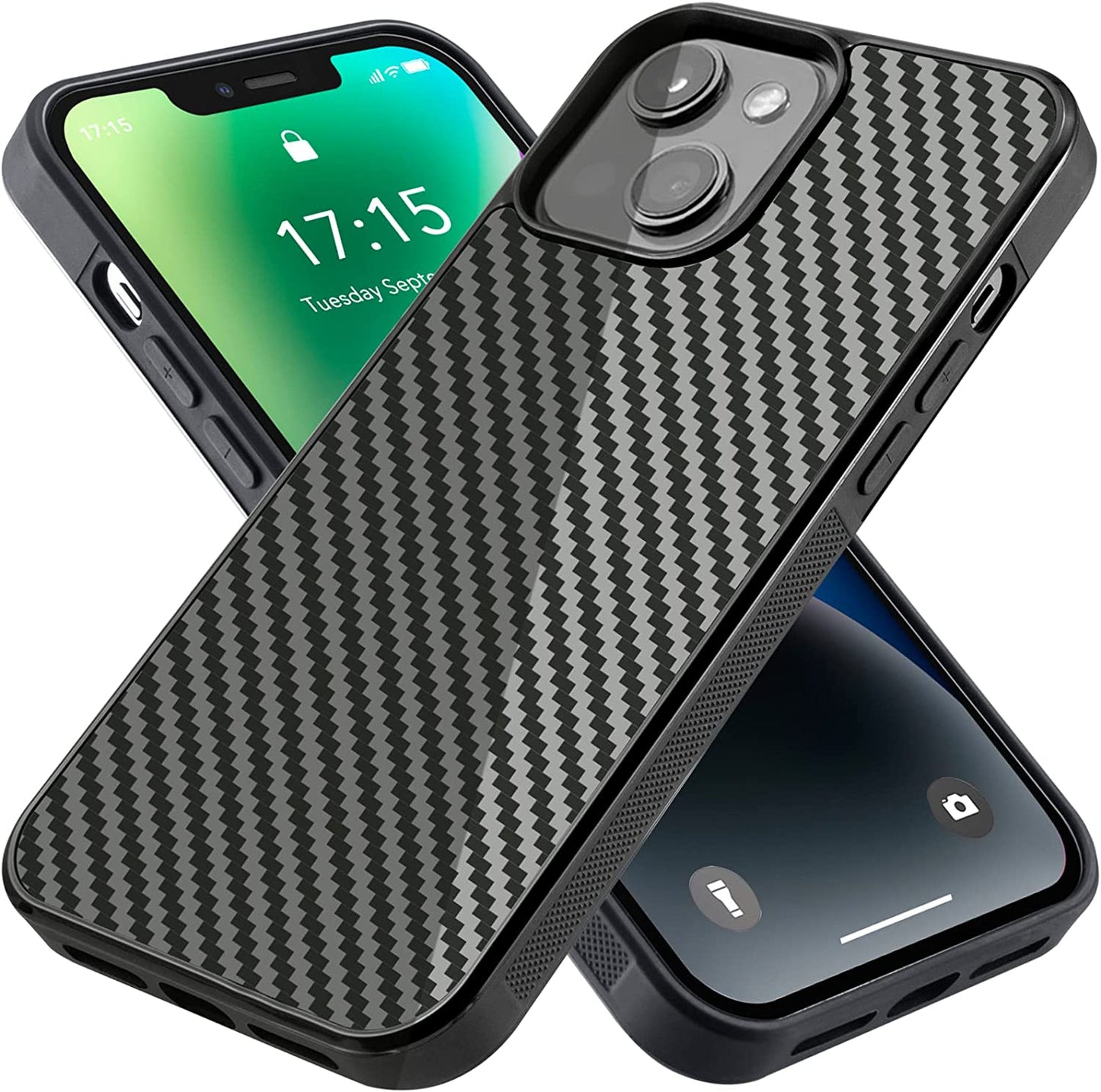 Designed for Iphone 14 Pro Case 6.1 Inch, Military-Grade Drop Protection, Carbon Fiber for Iphone 14 Pro Shockproof Slim Thin Cover, Support Wireless Charging for Men & Women, Gloss Black Protector  Sinyoeer Iphone 14 6.1In  