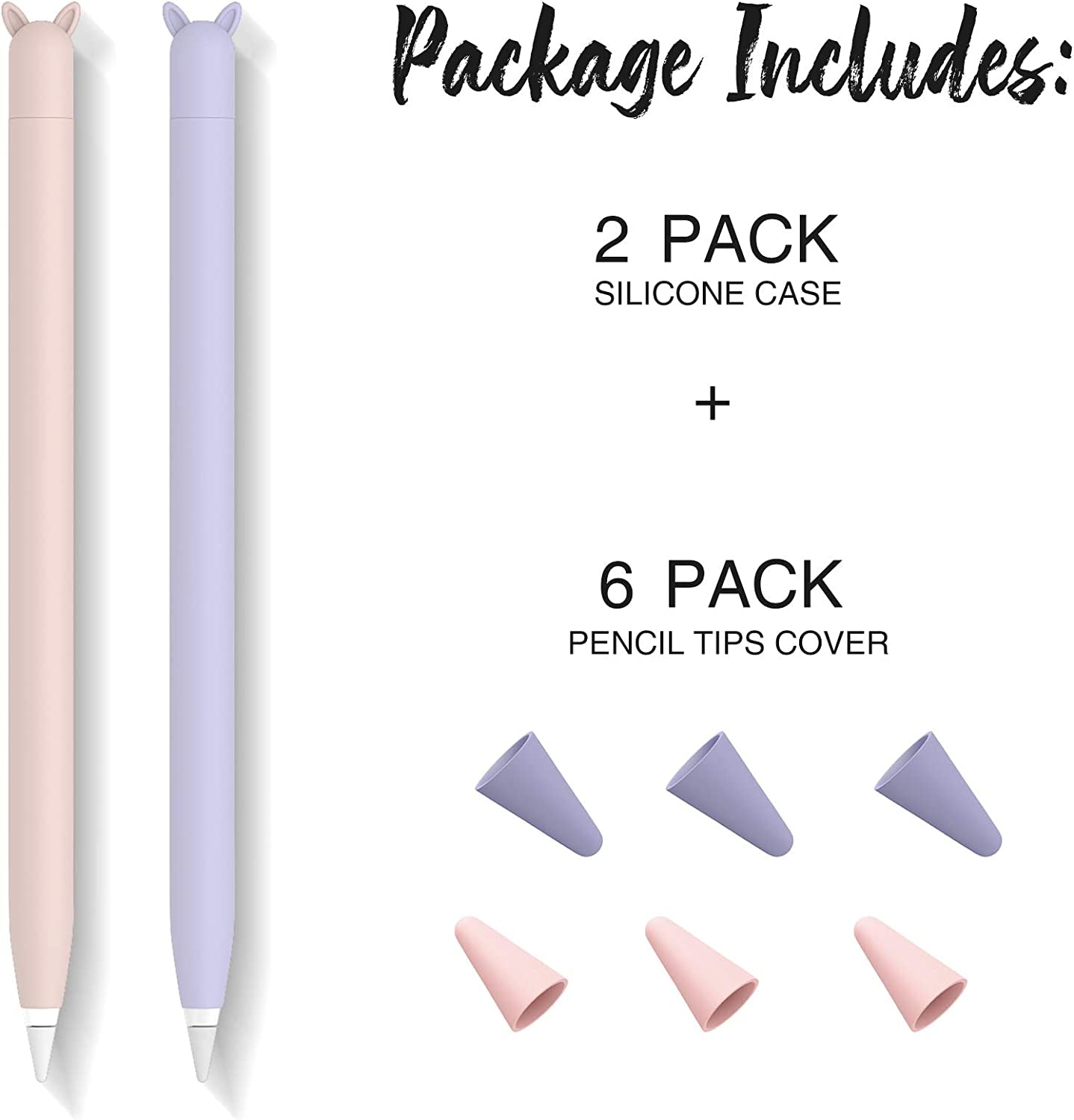 2 Pack Cute Case for Apple Pencil 1St Gen for Apple Pencil Accessories Cover , Soft Silicone Sleeve Cover Accessories Compatible for Ipad Pro 9.7"/10.5"/12.9" (Pink & Purple)  Litumfen   