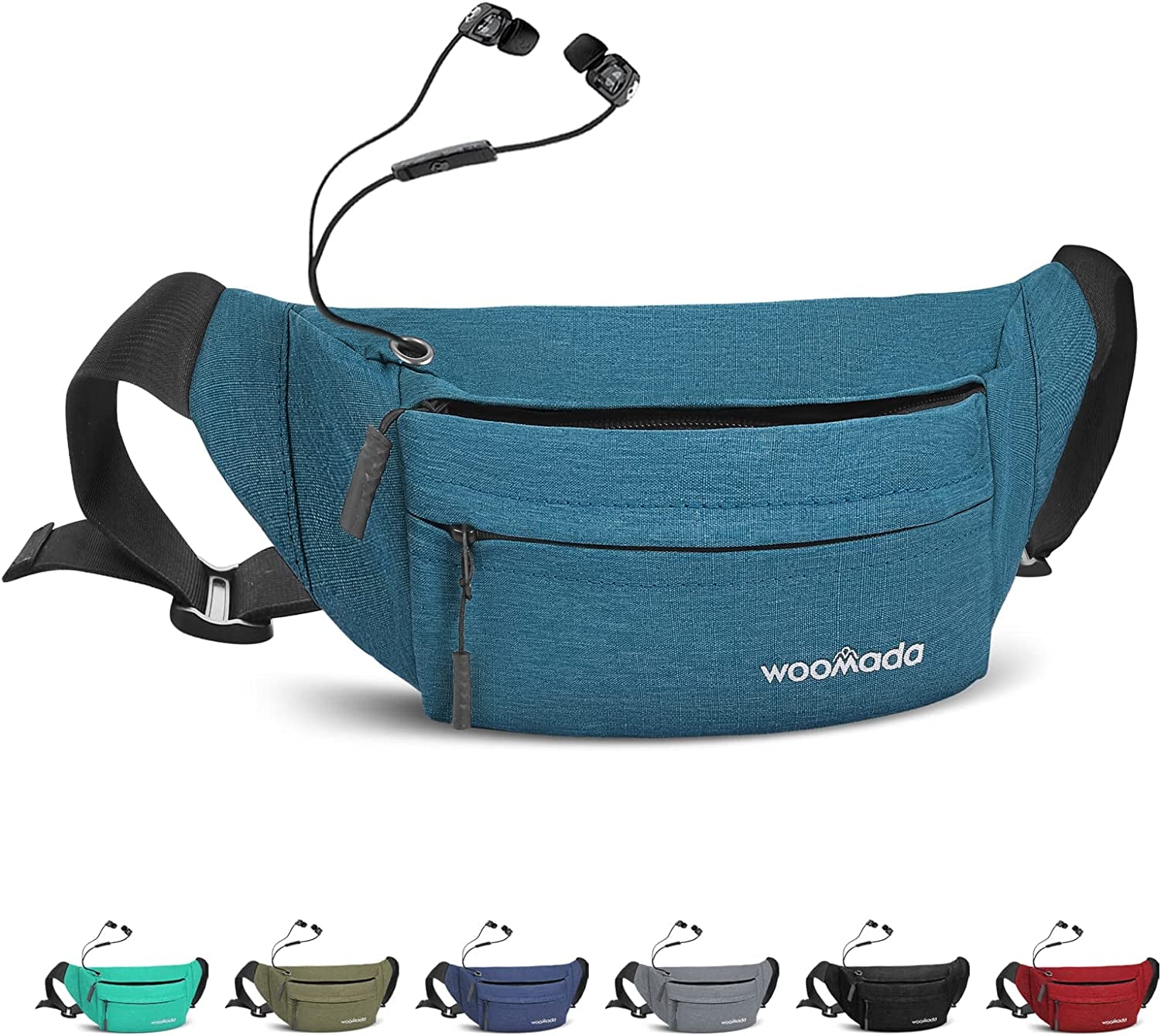 WOOMADA Crossbody Belt Bag, Fanny Pack for Women, Waist Pack with Adjustable Strap & Headphone Jack, Pocket Waist Bag for Running Workout Sports Travelling Cycling Hiking Jogging, Easy Carry Any Phone  WOOMADA   