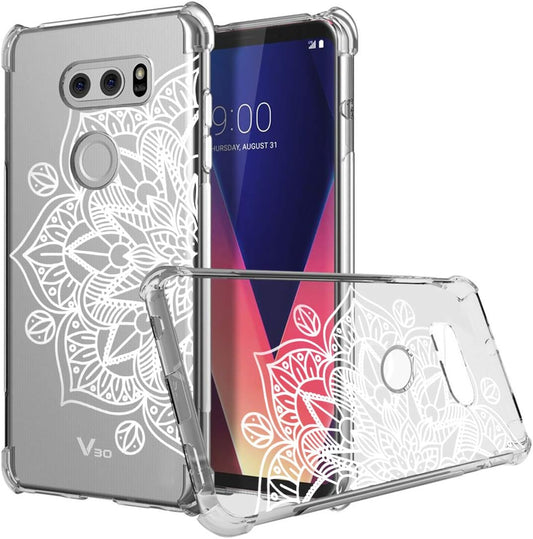Gufuwo Flowers Clear Slim Designed for LG V30 Case, Shock-Absorption Floral Flexible Soft TPU Protective Case Cover for LG V30,For LG V30S,For LG V30 Plus,For LG V35,For LG V35 Thinq (Mandala)  Gufuwo   