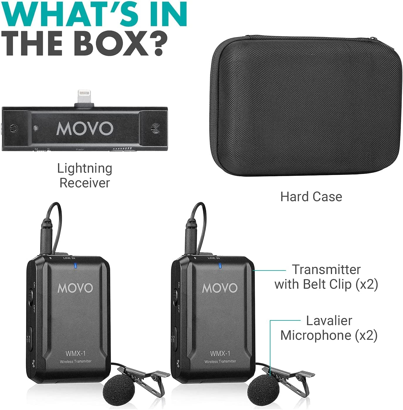 Movo Edge-Di-Duo Wireless Lavalier for Iphone - Perfect Compact Lav Mic for Smartphone Gimbal Stabilizer - Great for Vlogging, Filming, Teachers, and More - Compatible with DJI Osmo OM 4, 5  Movo   