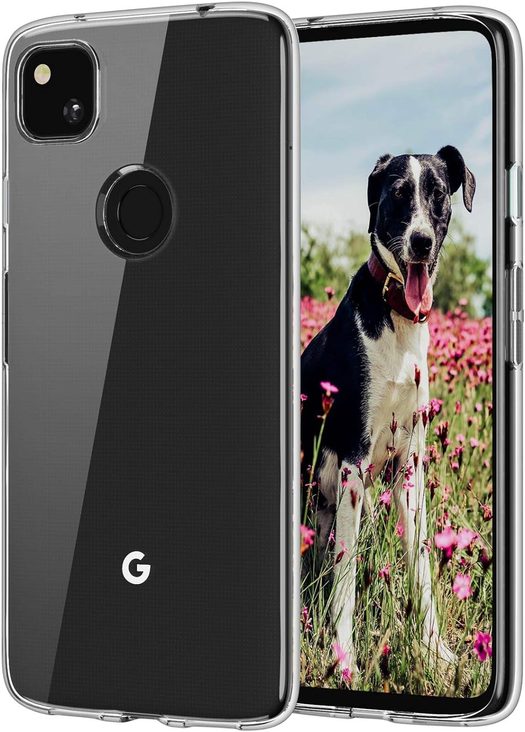 KEEPCA for Google Pixel 4A Case,[Not for Pixel 4A 5G] Slim Thin Soft Skin Silicone Flexible TPU Rubber Gel Anti-Scratch Shockproof Protective Cases Cover for Pixel 4A,Brushed Black  KEEPCA Crystal Clear  