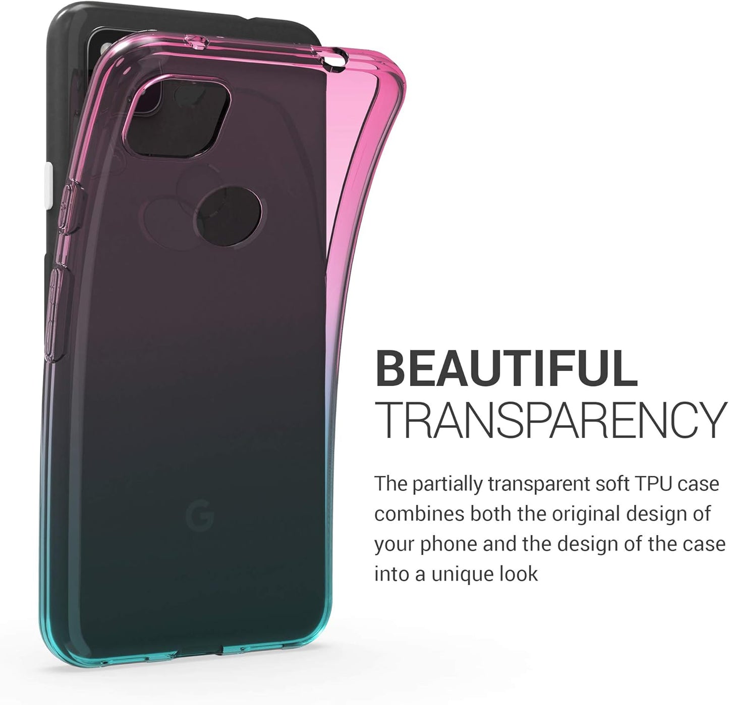 Kwmobile Case Compatible with Google Pixel 4A 5G - Case Transparent Gradient Phone Cover - Bicolor Dark Pink/Blue/Transparent  kwmobile   