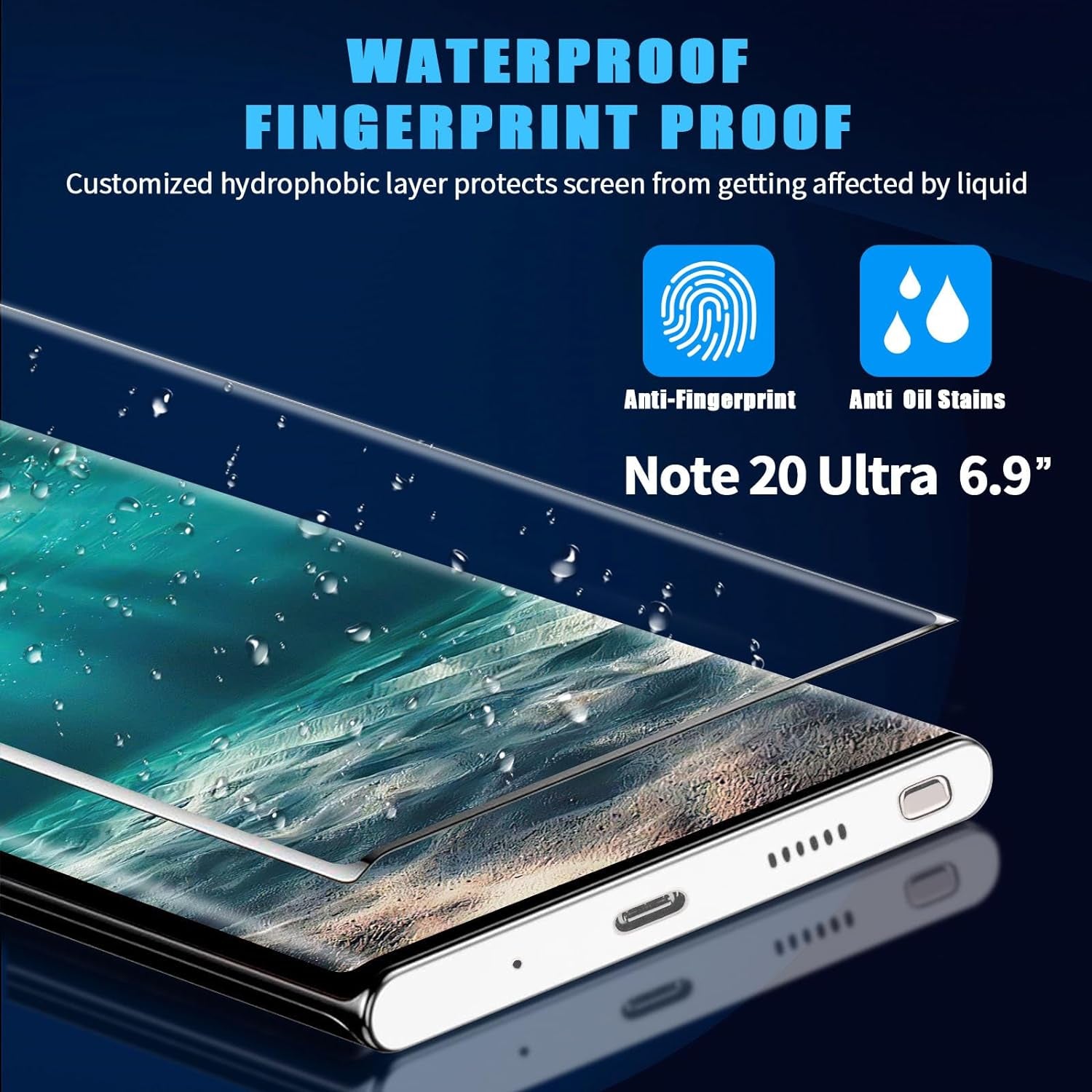 3 Pack Galaxy Note 20 Ultra Screen Protector, HD Clear Tempered Glass, Fingerprint Unlock, 3D Curved, Scratch Resistant, Bubble-Free for Samsung Galaxy Note 20 Ultra 5G Glass Screen Protector  Coliary   