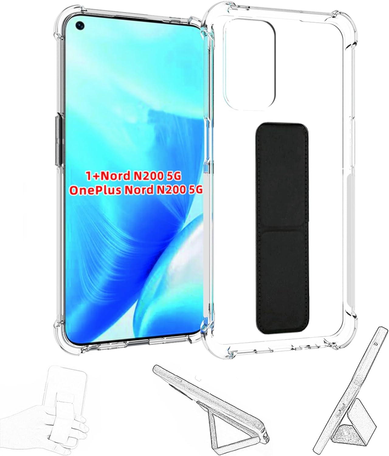 Jioeuinly for Sony Xperia 1 V Case Compatible with Sony Xperia 1 V Phone Case Cover [Adhesive Folding Support] [Shockproof Protection] Clear  jioeuinly Oneplus Nord N200  