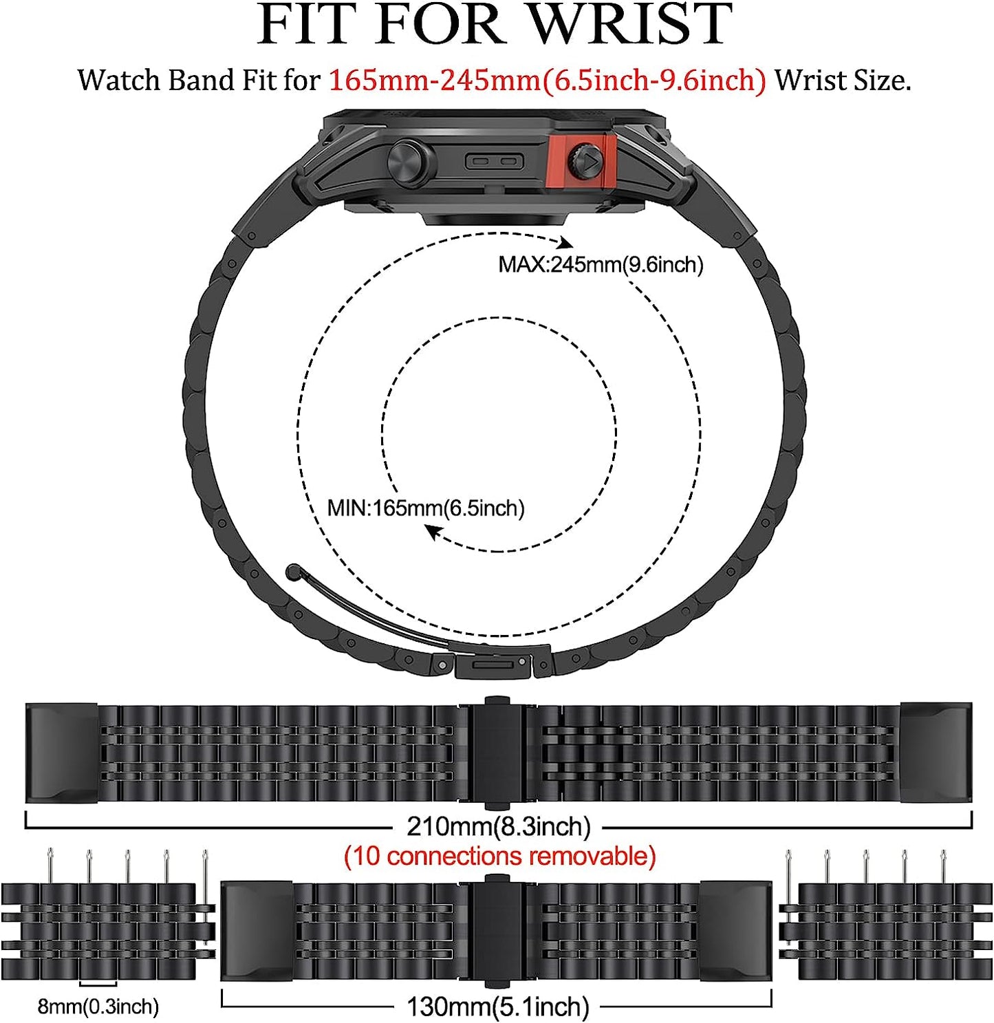 ZPJPPLX 22Mm Metal Watch Bands for Garmin Fenix 7/6 Pro/6,Stainless Steel Quickfit Strap for Fenix 5 Plus/5/Forerunner 965/955/945/935/Descent G1/Approach S60/Quatix5  ZPJPPLX   