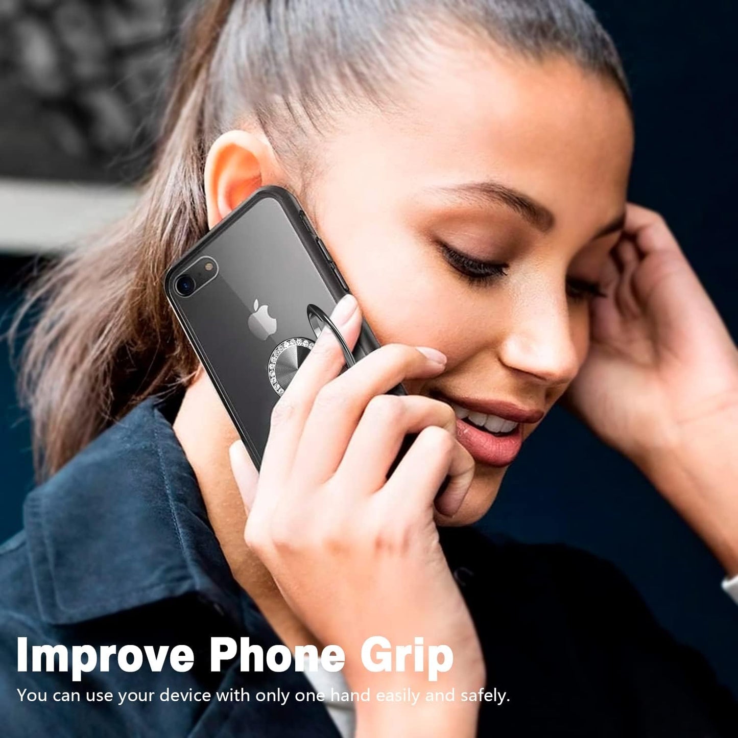 Cell Phone Ring Holder Stand, Dremmiwin 360 Rotation Finger Kickstand Phone Ring Grip for Iphone, Samsung, LG, Sony and More - Bling Black  Dremmiwin   