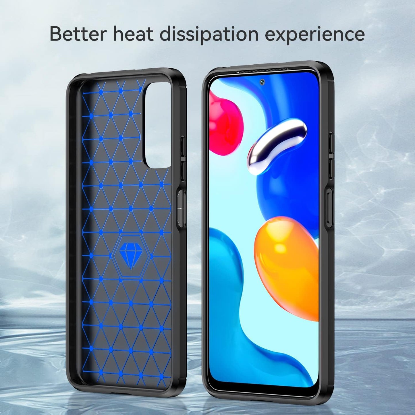 Avesfer for Xiaomi Redmi Note 11 Case Note 11S Case with Screen Protector Tempered Glass Lightweight Shock Absorbing Resilient TPU Phone Cover anti Impact Scratch Resistant Carbon Fiber (Black)  Avesfer   