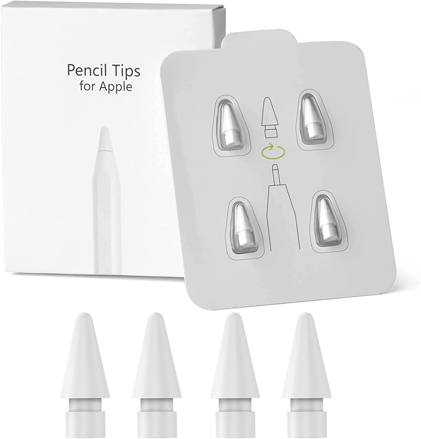 Zosylala Tips for Apple Pencil,Stylus Tips,Pencil Tips for Ipad,Replacement Pen Nibs Compatible with Ipad Air Mini Pro Apple Pencil 1St & 2Nd Generation - 4 Packs (Black)  Zosylala White  