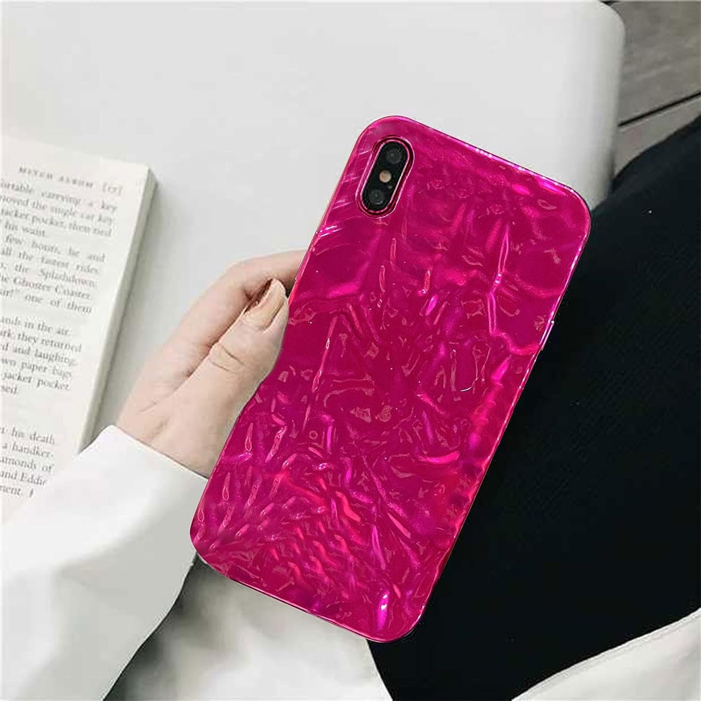 Yebowe Compatible with Iphone 11 Case, Cute 3D Tin Foil Pleated Luxury Phone Cover for Women Girls Cool Bling Designer Soft Silicone Case for Iphone 11, Rose Gold  Yebowe Pink Iphone X/Xs 