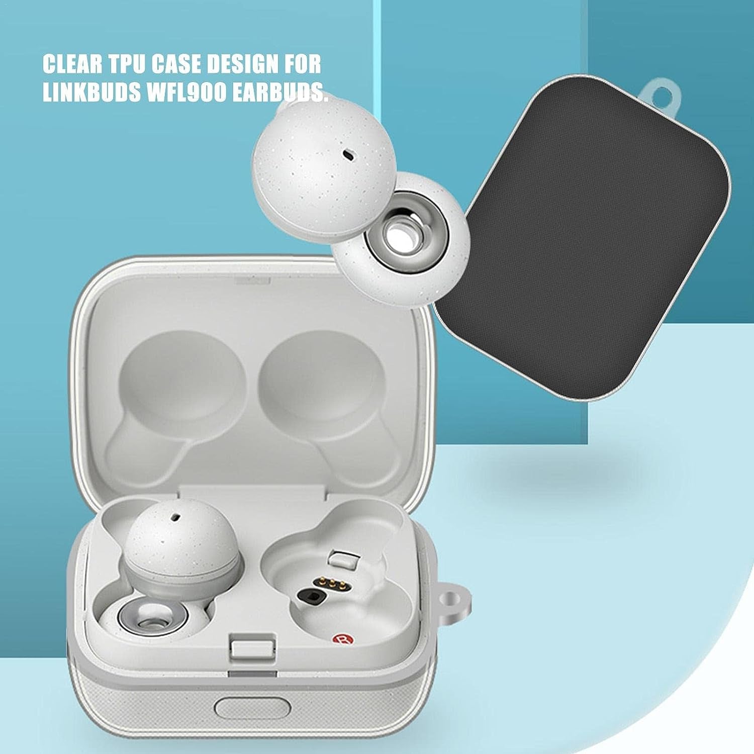 Aeihevo [2-Pack] Transparent Case Cover for Sony Linkbuds WF-L900 | Shockproof Full Body Protection Sleeve Skin Cover | Soft TPU Clear Cover with Carabiner for Wireless Earbuds  Aeihevo   