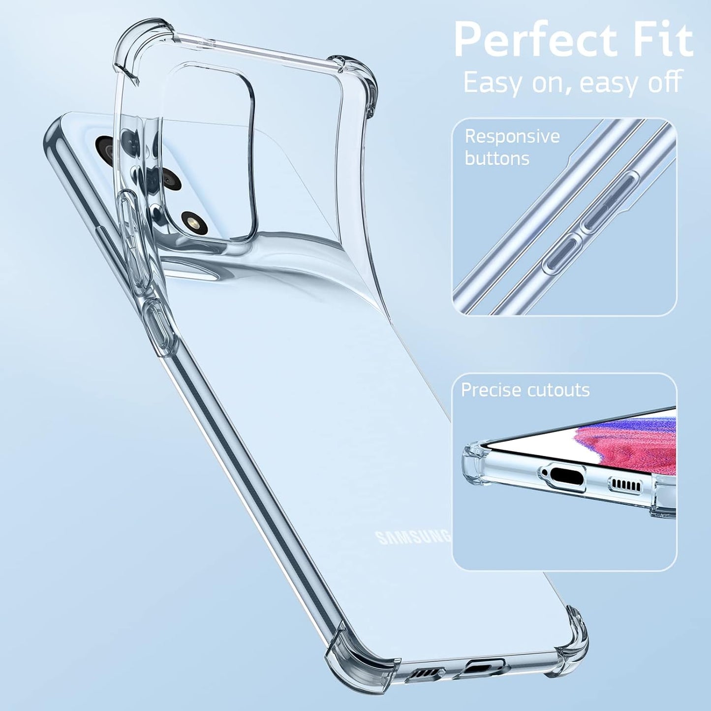 OUBA Galaxy A53 5G Case, Rubber Slim Thin Flexible Clear TPU Shock-Absorbing Corners Anti-Scratches Lightweight Gel Soft Silicone Protective Case Cover for Samsung Galaxy A53 5G - Clear  OUBA   