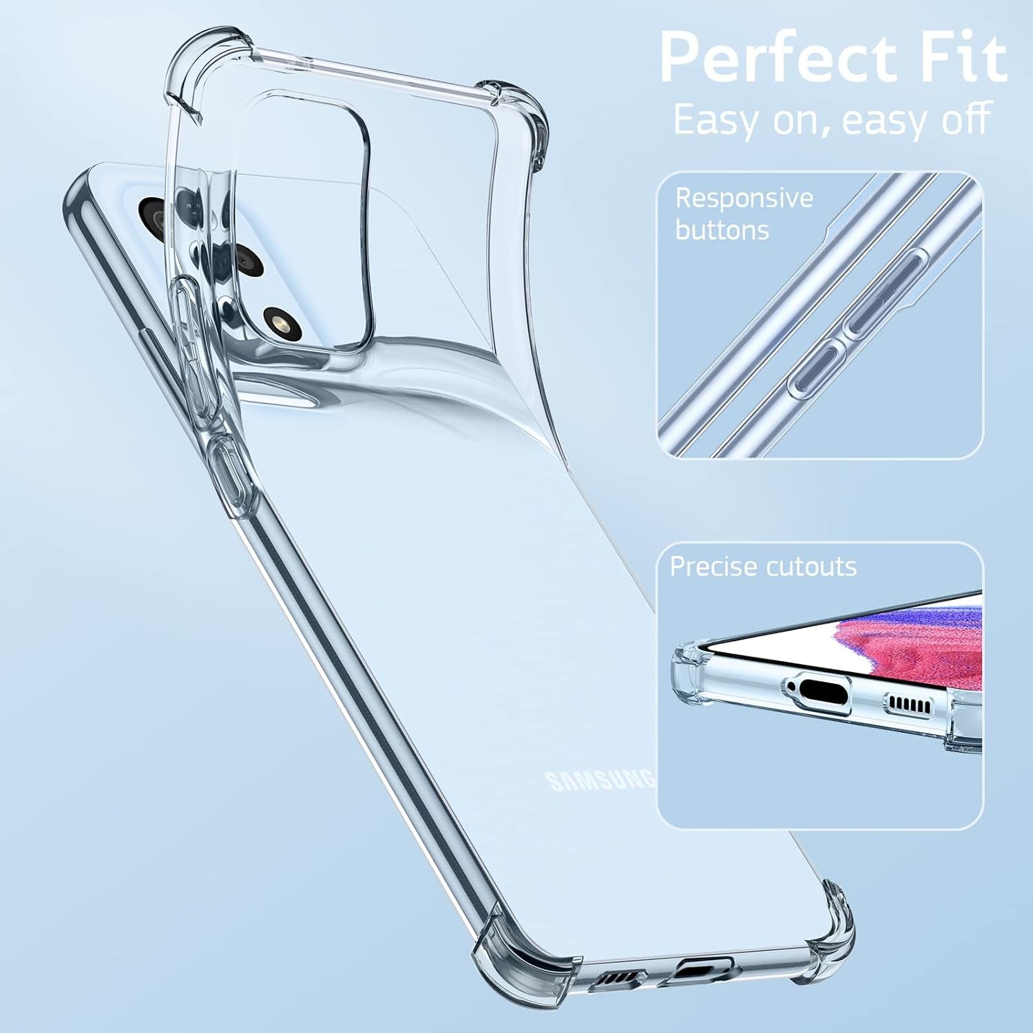 OUBA Galaxy A53 5G Case, Rubber Slim Thin Flexible Clear TPU Shock-Absorbing Corners Anti-Scratches Lightweight Gel Soft Silicone Protective Case Cover for Samsung Galaxy A53 5G - Clear  OUBA   