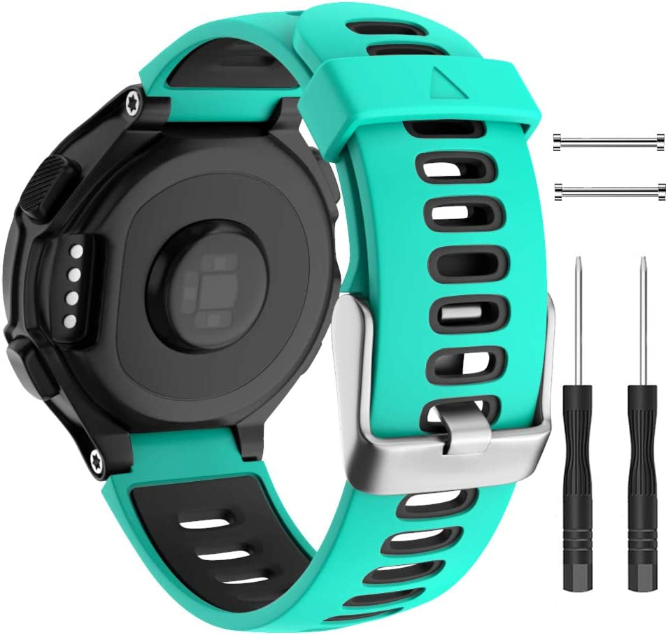 ISABAKE Watch Band for Garmin Forerunner 735Xt/230/220/235/620/630,Compatible with Garmin Approach S20/S5/S6,Soft Silicone Replacement Wristbands with Metal Buckle,One Size (Army Green)  Isabake mint green  