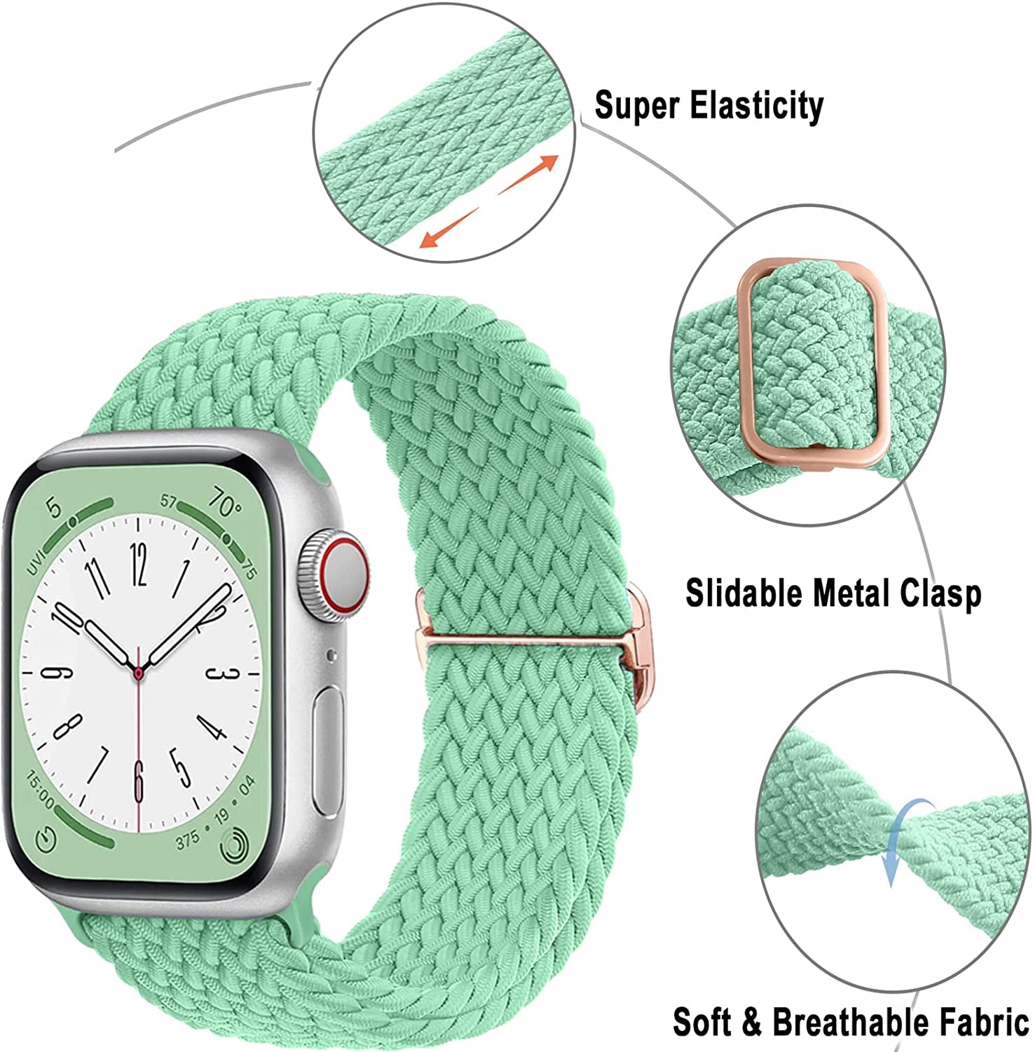 Braided Solo Loop for Apple Watch Band 40Mm 41Mm 38Mm 44Mm 45Mm 42Mm Ultra 49Mm Men/Women,Solace Stretchy Nylon Sport Wristband Strap for Iwatch Bands Series 8/7/6 5/4/3/2/1/SE 44 45 41 40 Mm  DMVEIMAL   