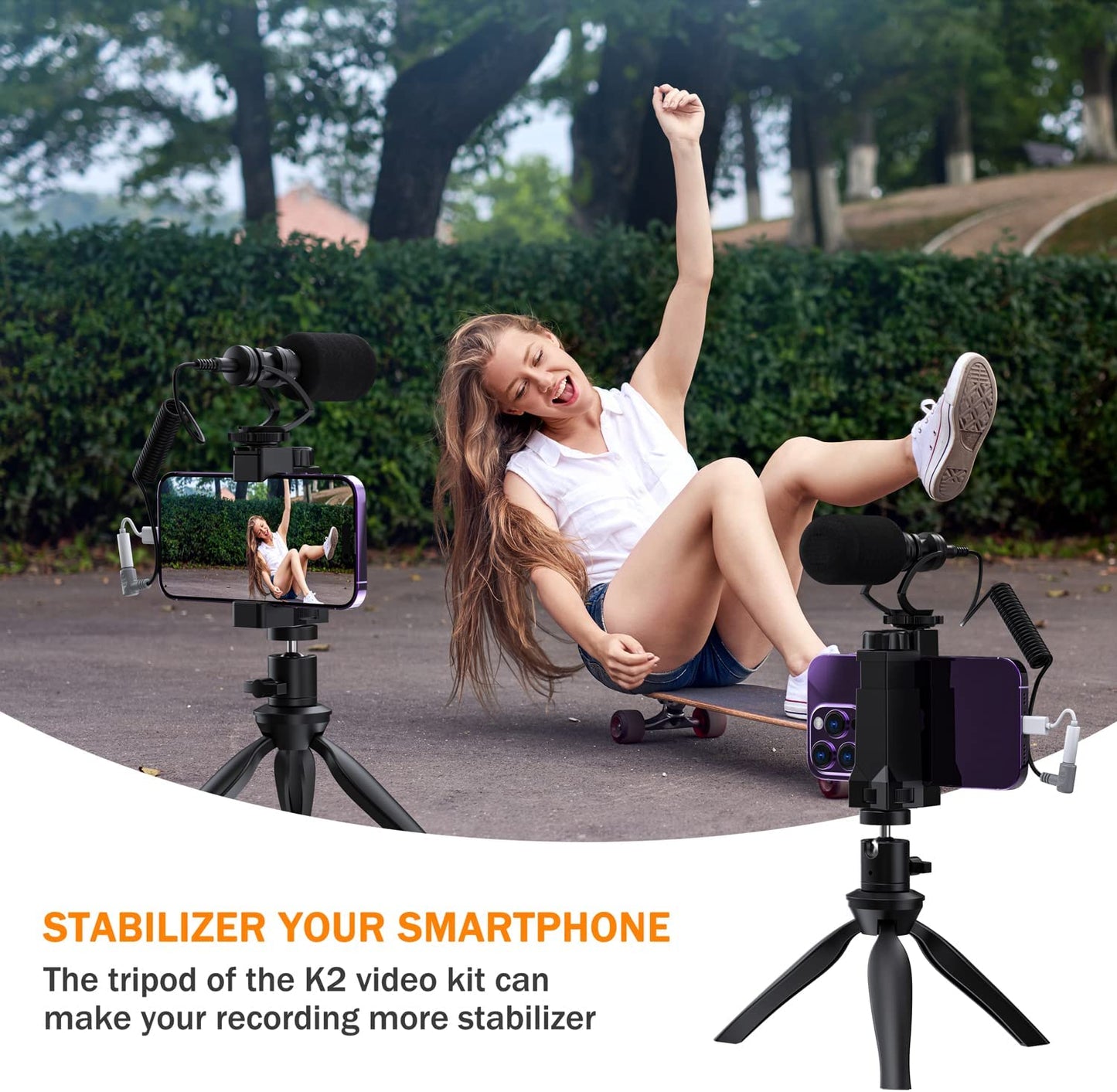 Comica CVM-VM10-K2 Smartphone Microphone with Tripod, Shotgun Video Mic for Iphone and Android Phone, Vlogging Kit for Youtube Recording Facebook Live, 3.5 Mm TRRS  COMICA   