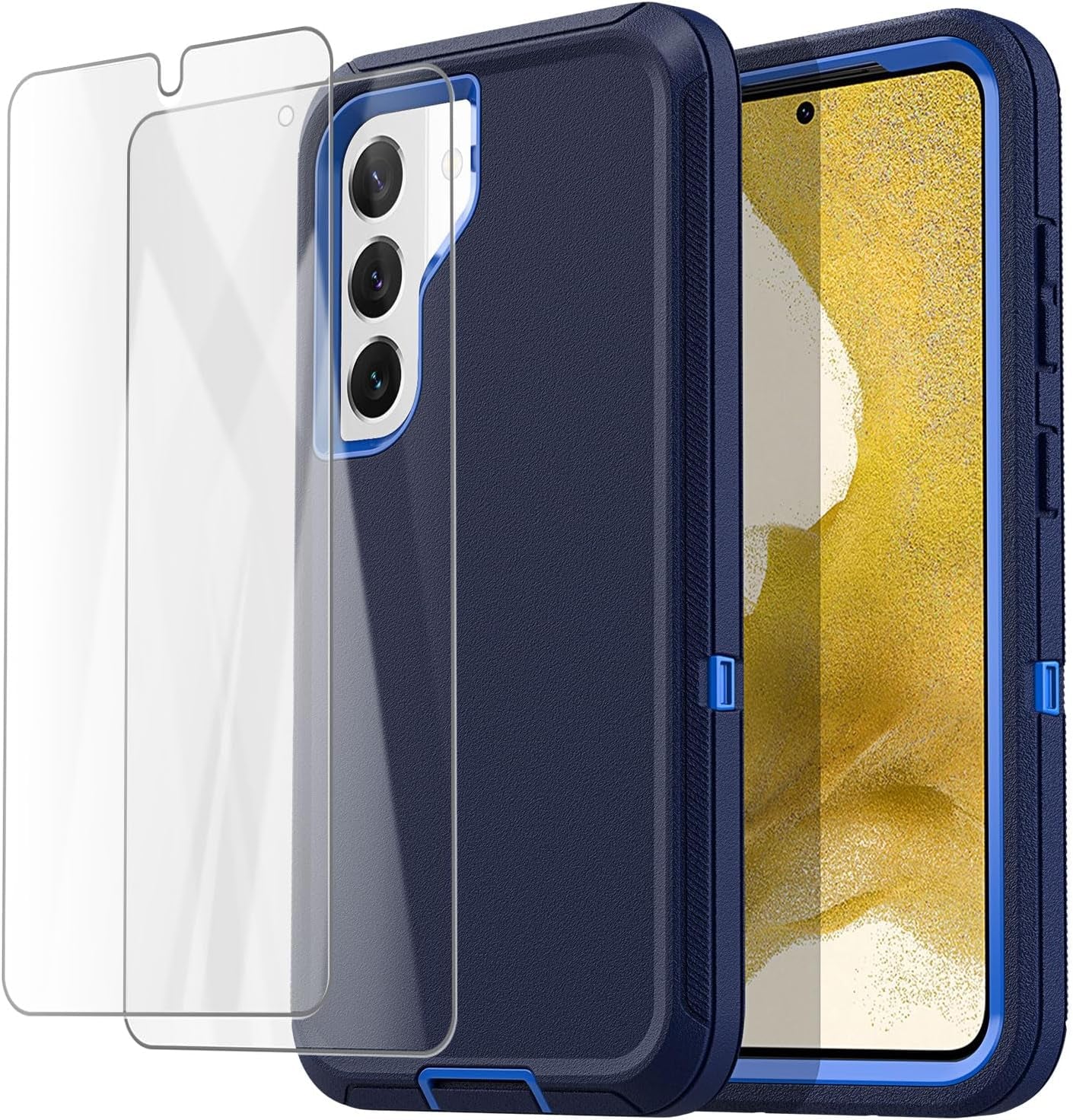 Aicase for Samsung Galaxy S22 Case with Screen Protector,Heavy Duty Drop Protection Full Body Rugged Shockproof/Dust Proof Military Protective Tough Durable Phone Cover for Samsung S22 6.1“_5  AICase Navy With Screen Protector  