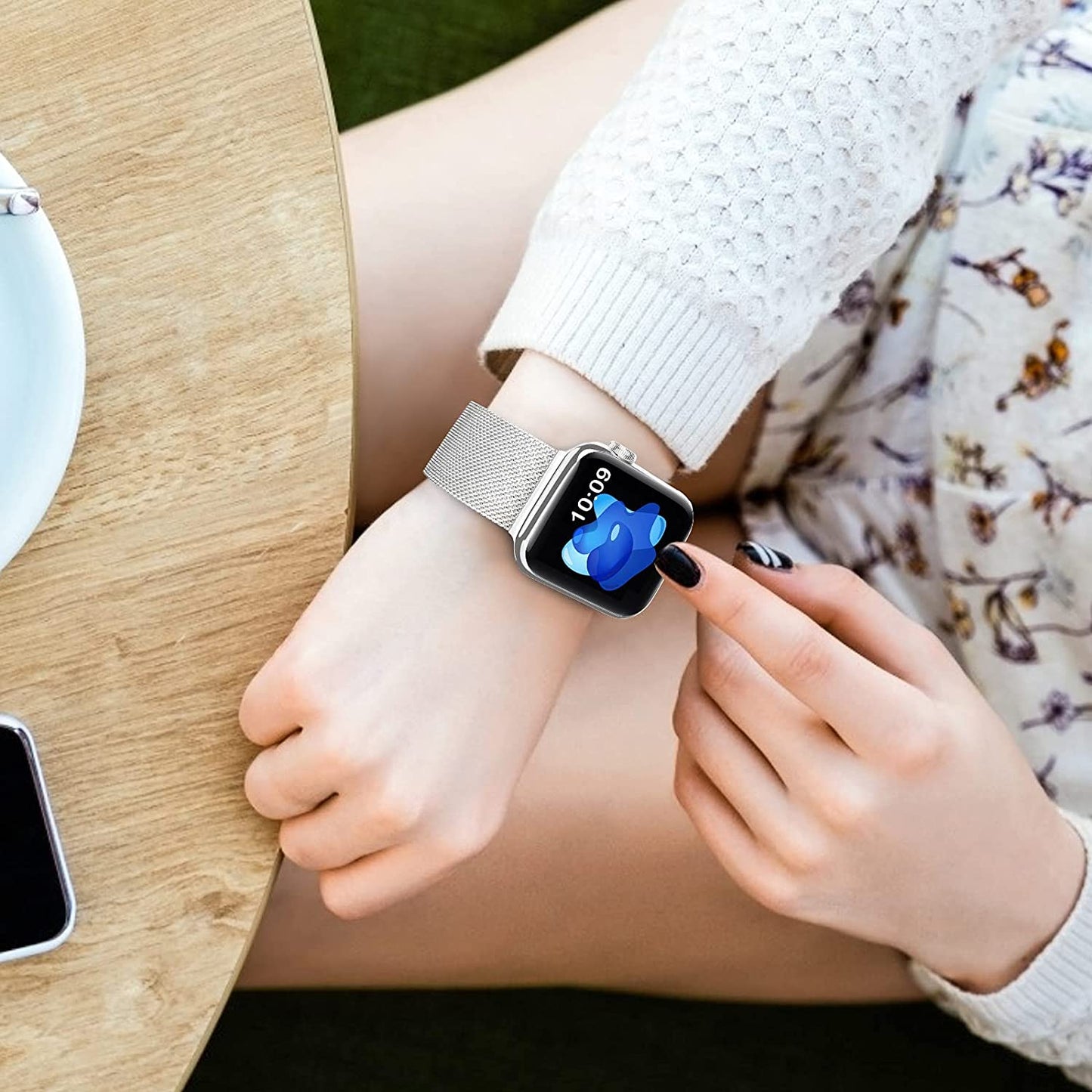 Sunnywoo Metal Stainless Steel Band Compatible with Apple Watch Bands 38Mm 40Mm 41Mm 42Mm 44Mm 45Mm 49Mm,Metal Loop Adjustable Magnetic Strap for Iwatch Series Ultra 8 7 6 5 4 3 2 SE 1 for Women Men  Sunnywoo   