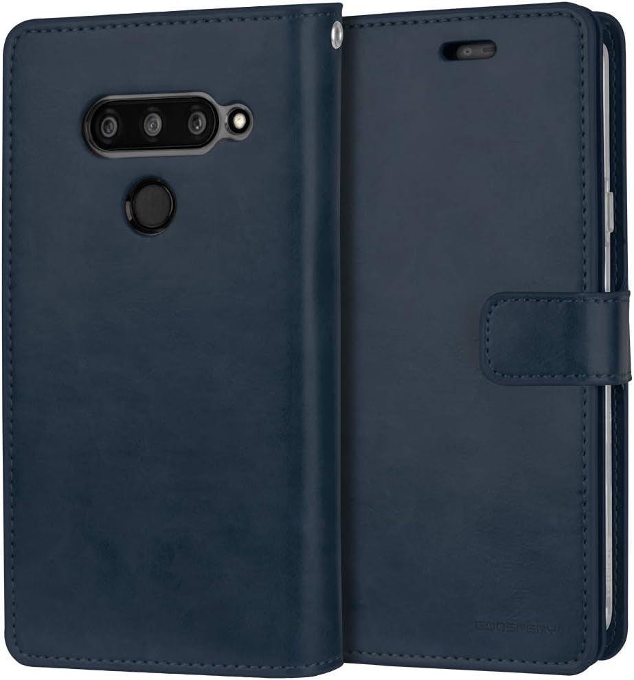 GOOSPERY Mansoor Wallet for LG V40 Thinq Case (2018) Double Sided Card Holder Flip Cover (Navy) LGV40-MAN-NVY  GOOSPERY   