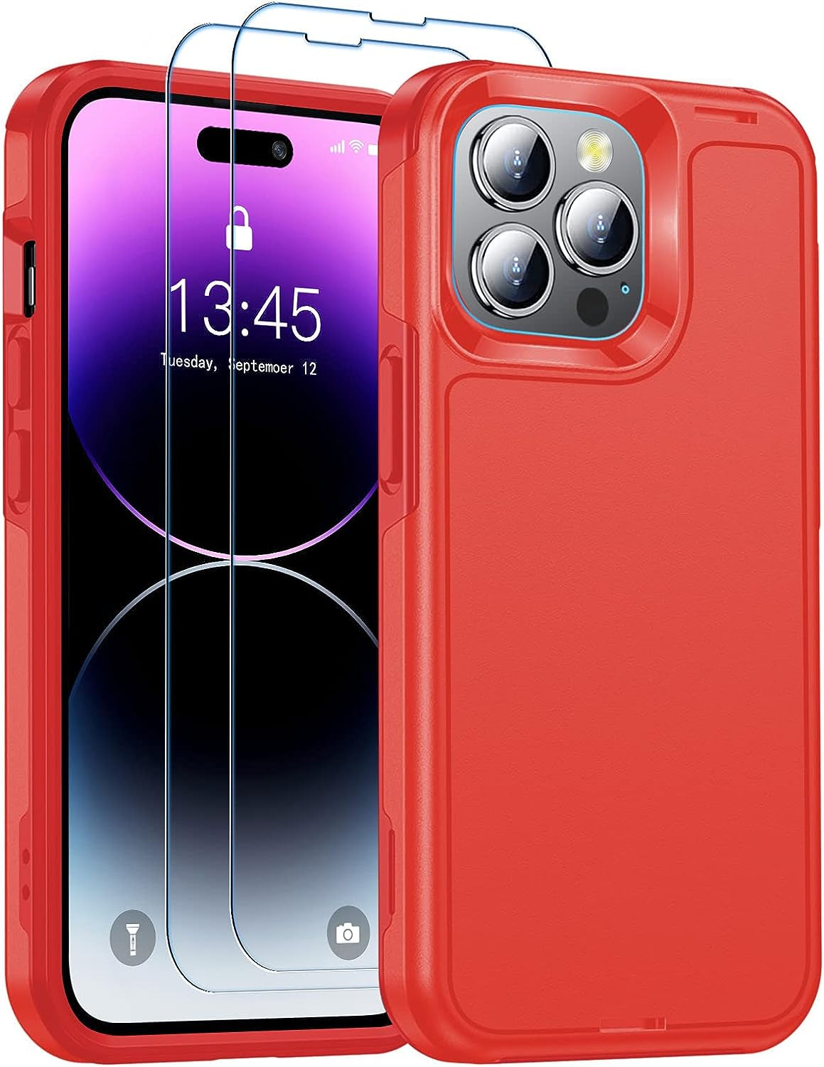 Jaroco for Iphone 14 Pro Case, [Military Grade Drop Protection] [2 Pcs Screen Protector & Camera Lens Protector] Full-Body Shockproof Protective for Iphone 14 Pro Phone Case 6.1 Inch (Red)  jaroco   