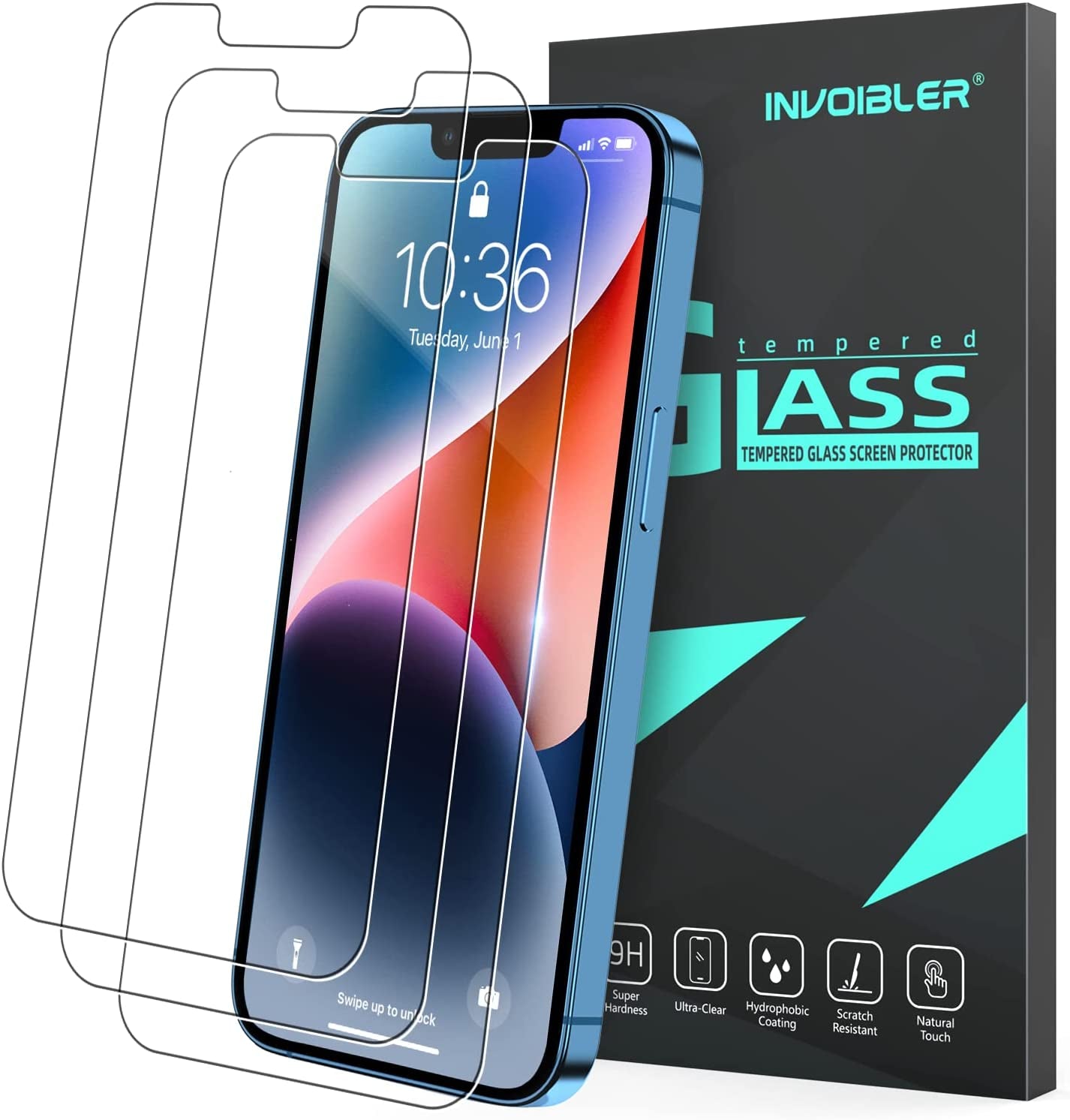Invoibler 3 Pack Screen Protector Compatible with Iphone 14/13/13 Pro 6.1", Iphone 14/13/13 Pro Screen Protector Tempered Glass, [HD Clear] [Anti-Scratch] [Case Friendly] [Bubble Free]  Invoibler   