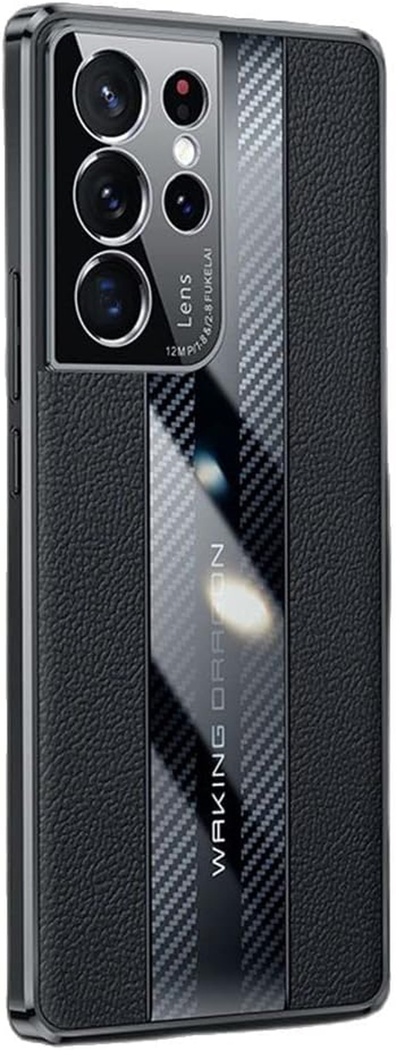 Lunivop for Samsung S21 Ultra Luxury TPU Soft Bumper Carbon Fiber & Genuine Leather Cover Compatible with Samsung Galaxy S21 Ultra 6.8" Inch Case Camera Protection Shockproof Phone Case (Black)  Lunivop   