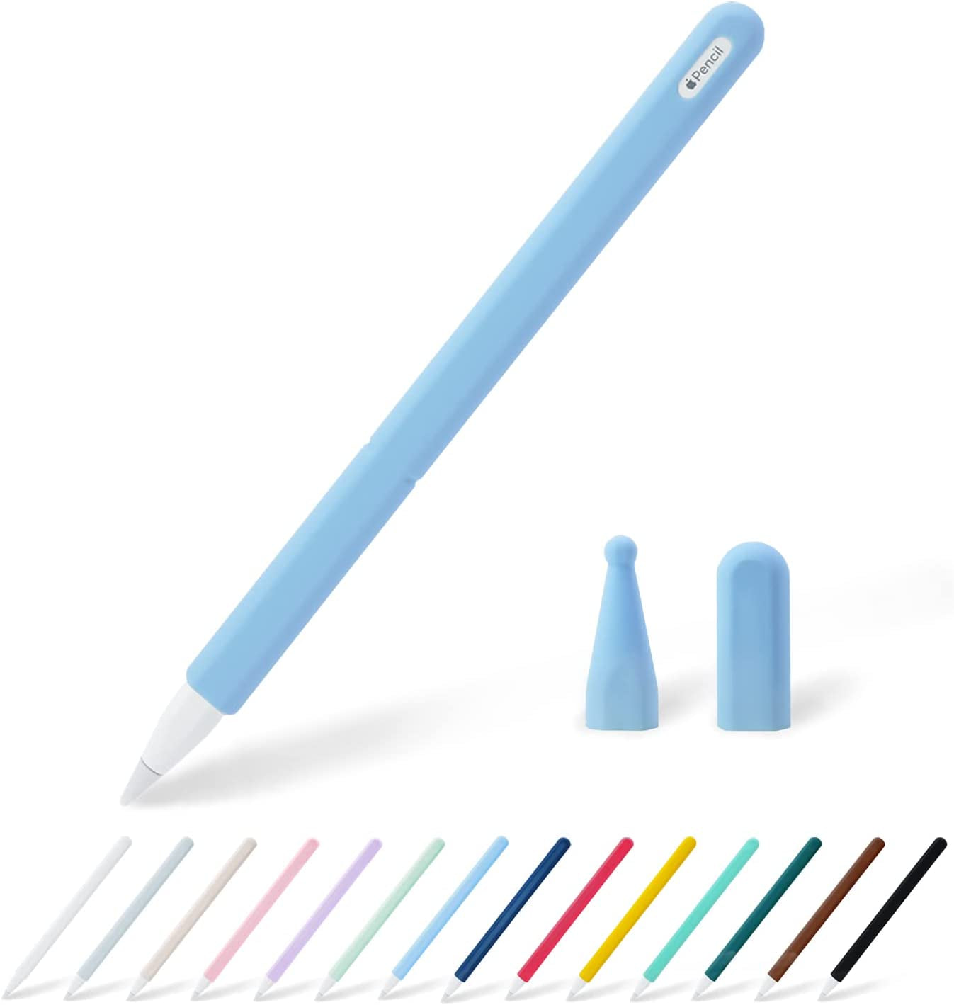 KELIFANG Silicone Case Sleeve Cover Compatible Apple Pencil 2Nd Generation, Cute Pink Protective Skin Holder Grip and Tip Cap Accessories Compatible Ipad Pro 11 12.9 Inch  KELIFANG Sky Blue  